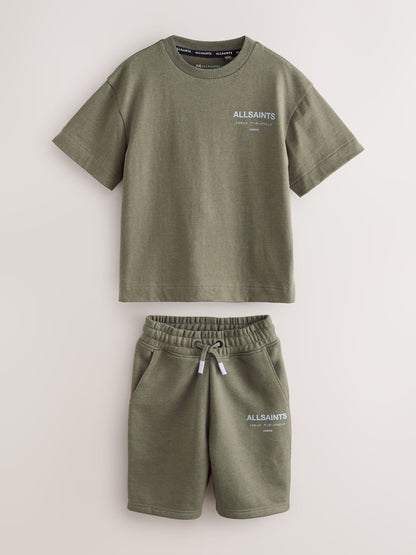 Dsiney Kidz - smALLSAINTS Khaki Green Underground T-Shirt and Sweat Shorts Set image 1