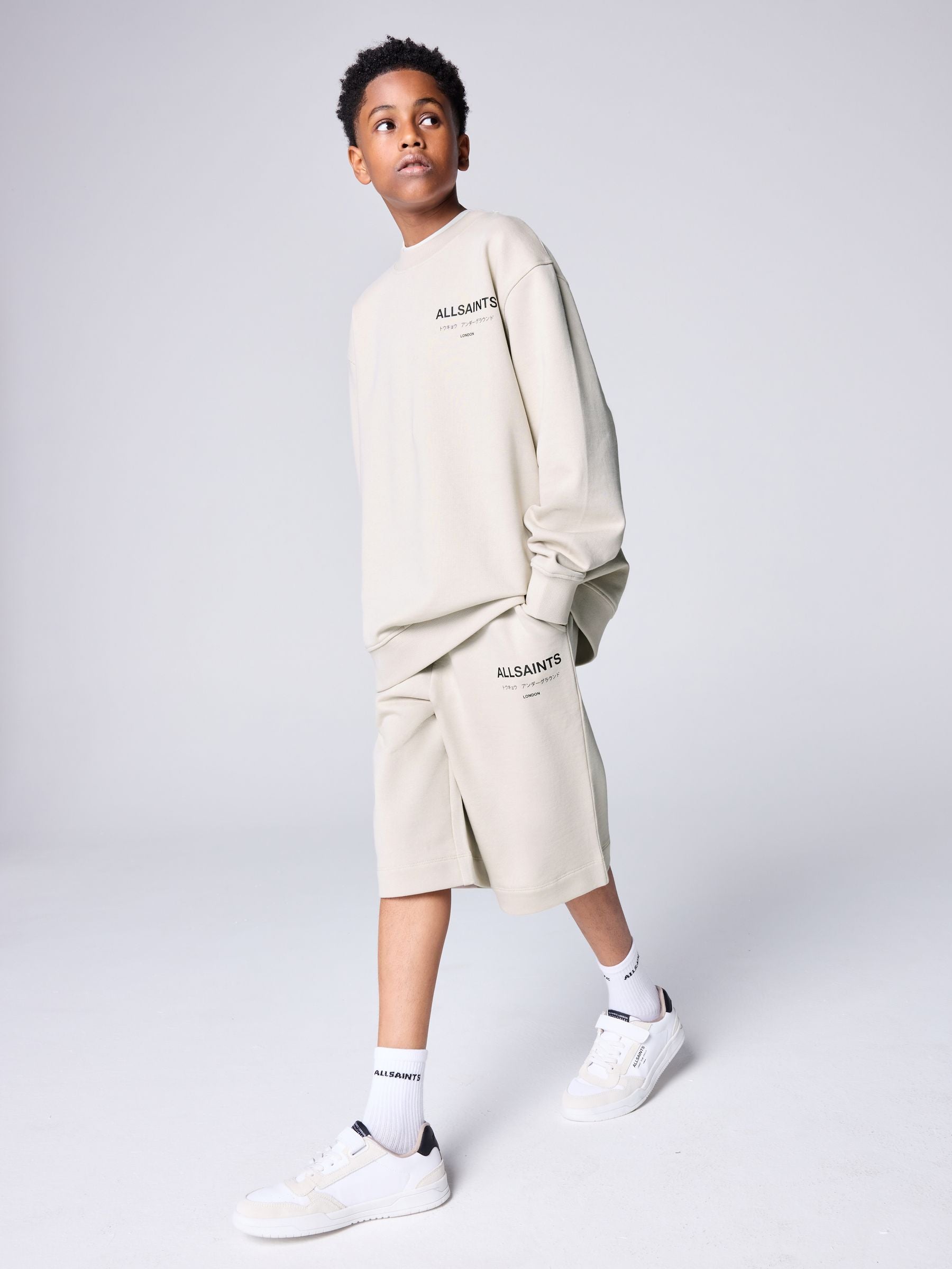 Dsiney Kidz - smALLSAINTS Neutral Underground Oversized Sweatshirt and Sweat Shorts Set image 1