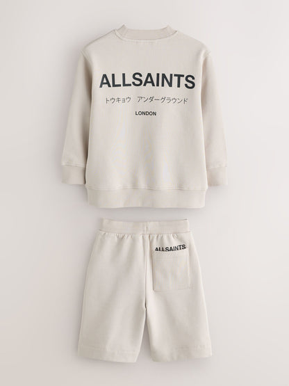 Dsiney Kidz - smALLSAINTS Neutral Underground Oversized Sweatshirt and Sweat Shorts Set image 10