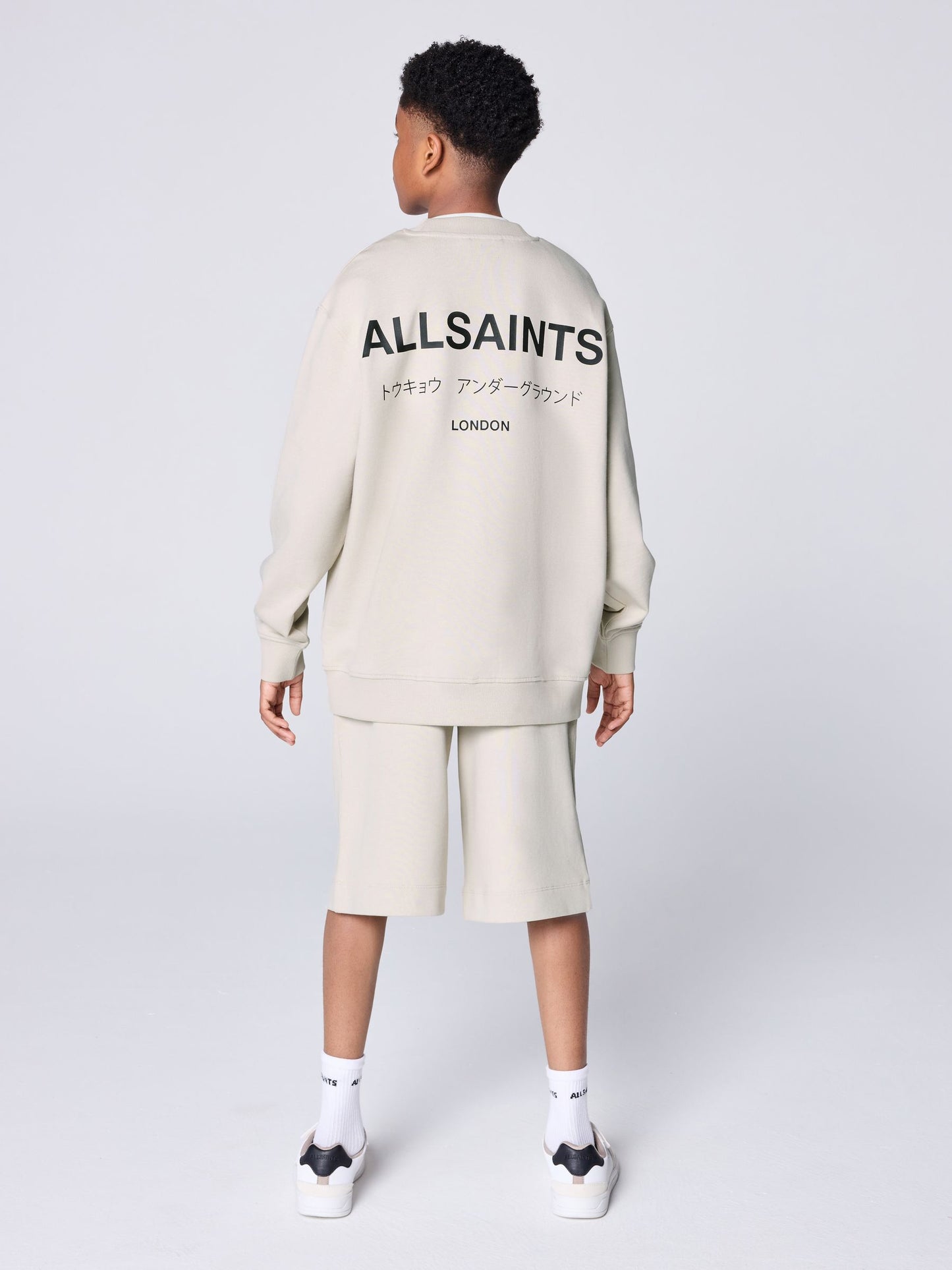 Dsiney Kidz - smALLSAINTS Neutral Underground Oversized Sweatshirt and Sweat Shorts Set image 4