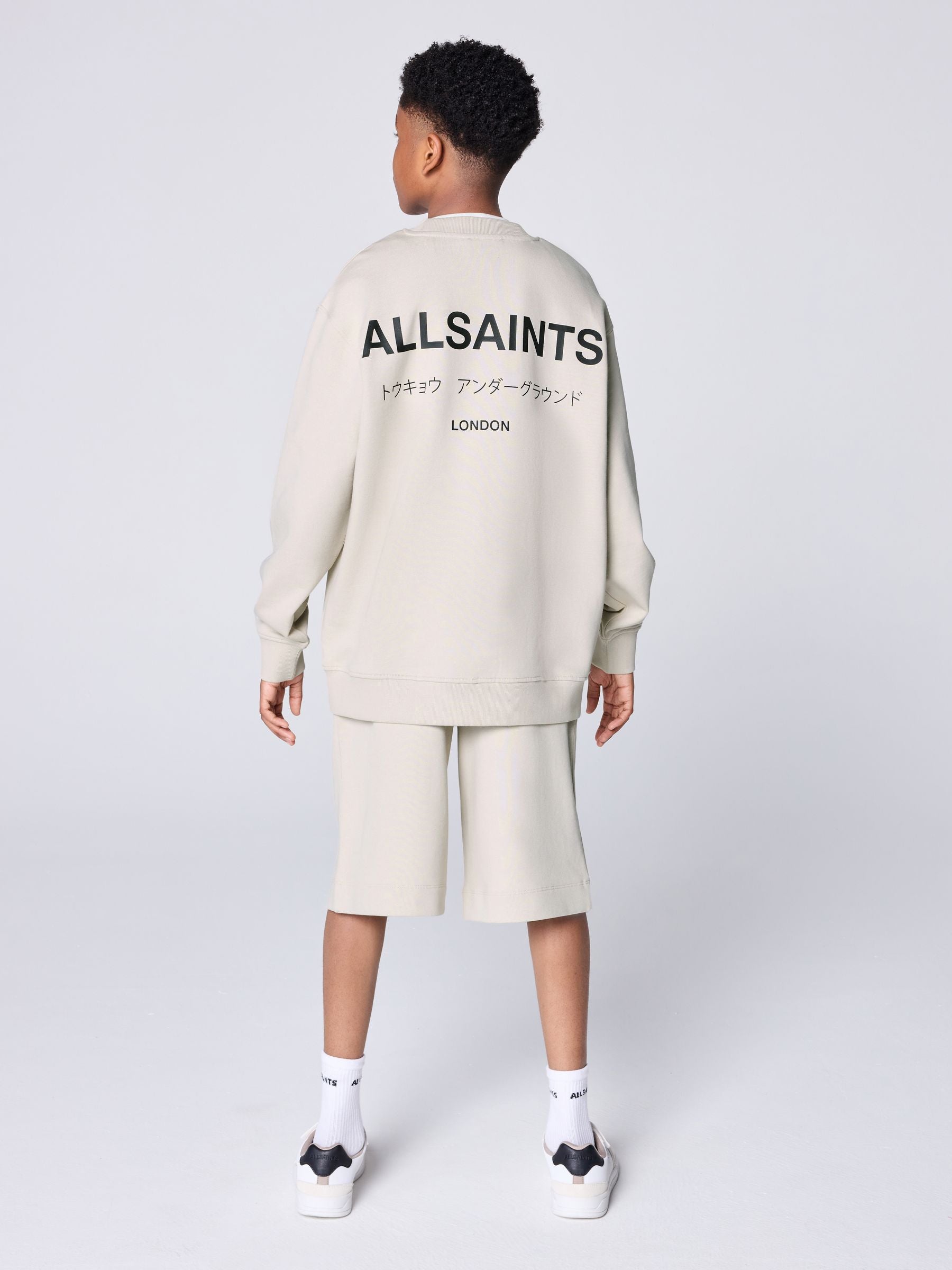 Dsiney Kidz - smALLSAINTS Neutral Underground Oversized Sweatshirt and Sweat Shorts Set image 4