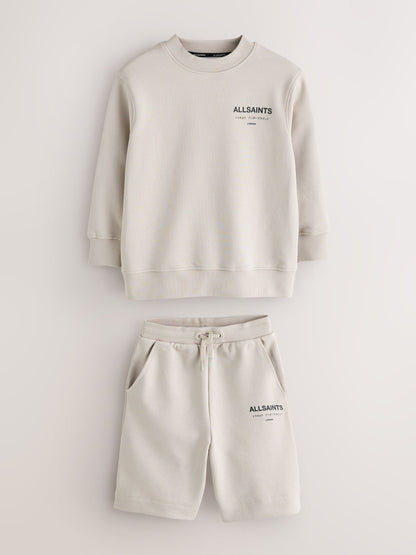 Dsiney Kidz - smALLSAINTS Neutral Underground Oversized Sweatshirt and Sweat Shorts Set image 9