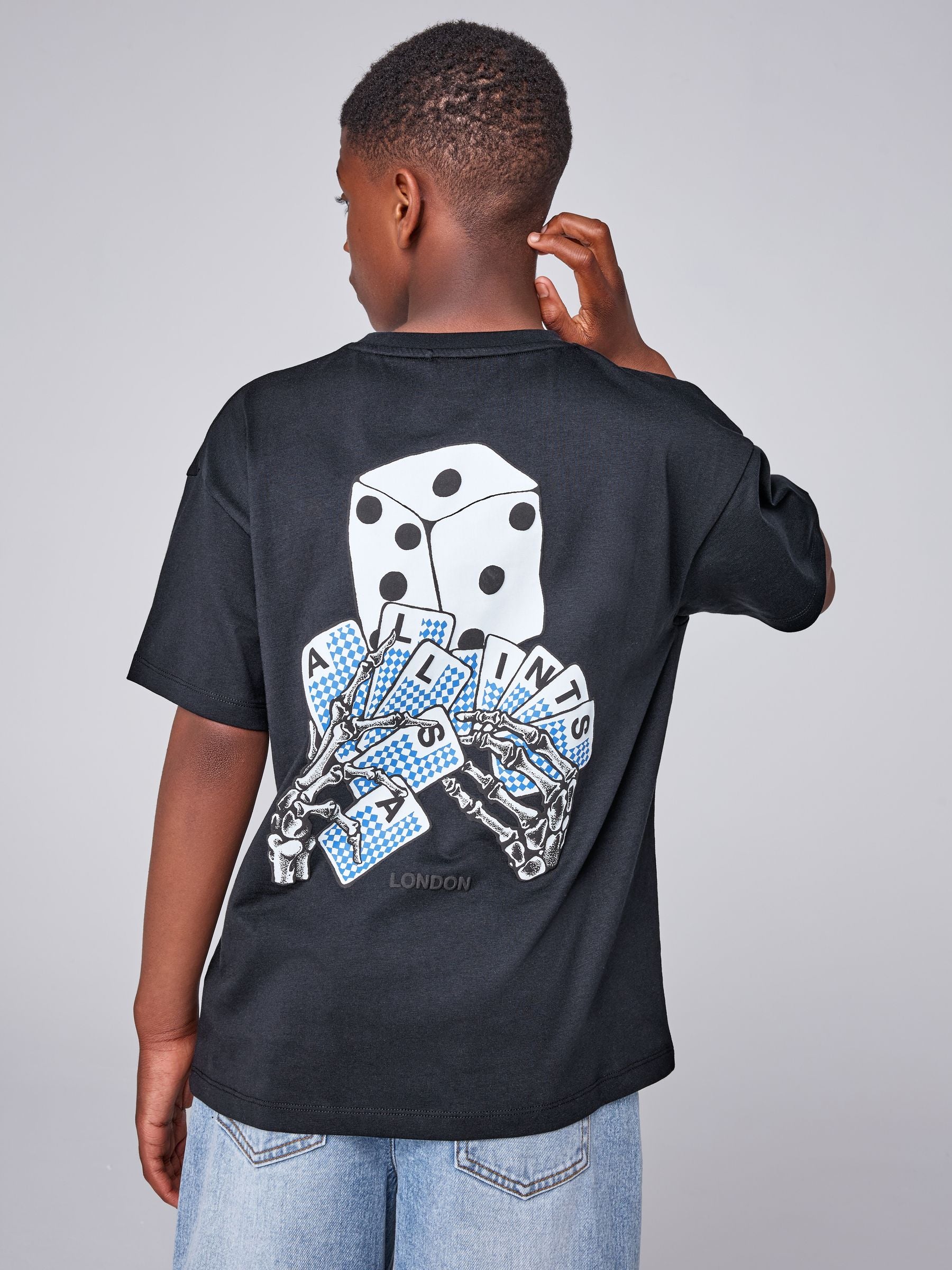 Dsiney Kidz - smALLSAINTS Black/Dealt Oversized Graphic Crew Neck T-Shirt image 4