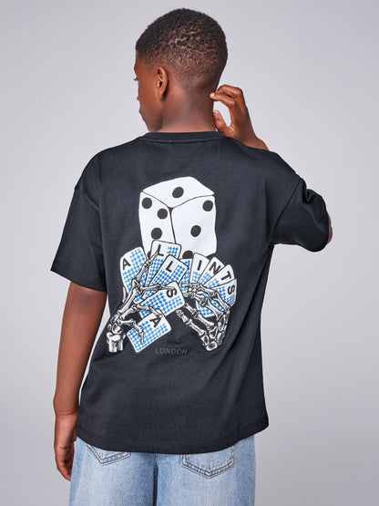 Dsiney Kidz - smALLSAINTS Black/Dealt Oversized Graphic Crew Neck T-Shirt image 4
