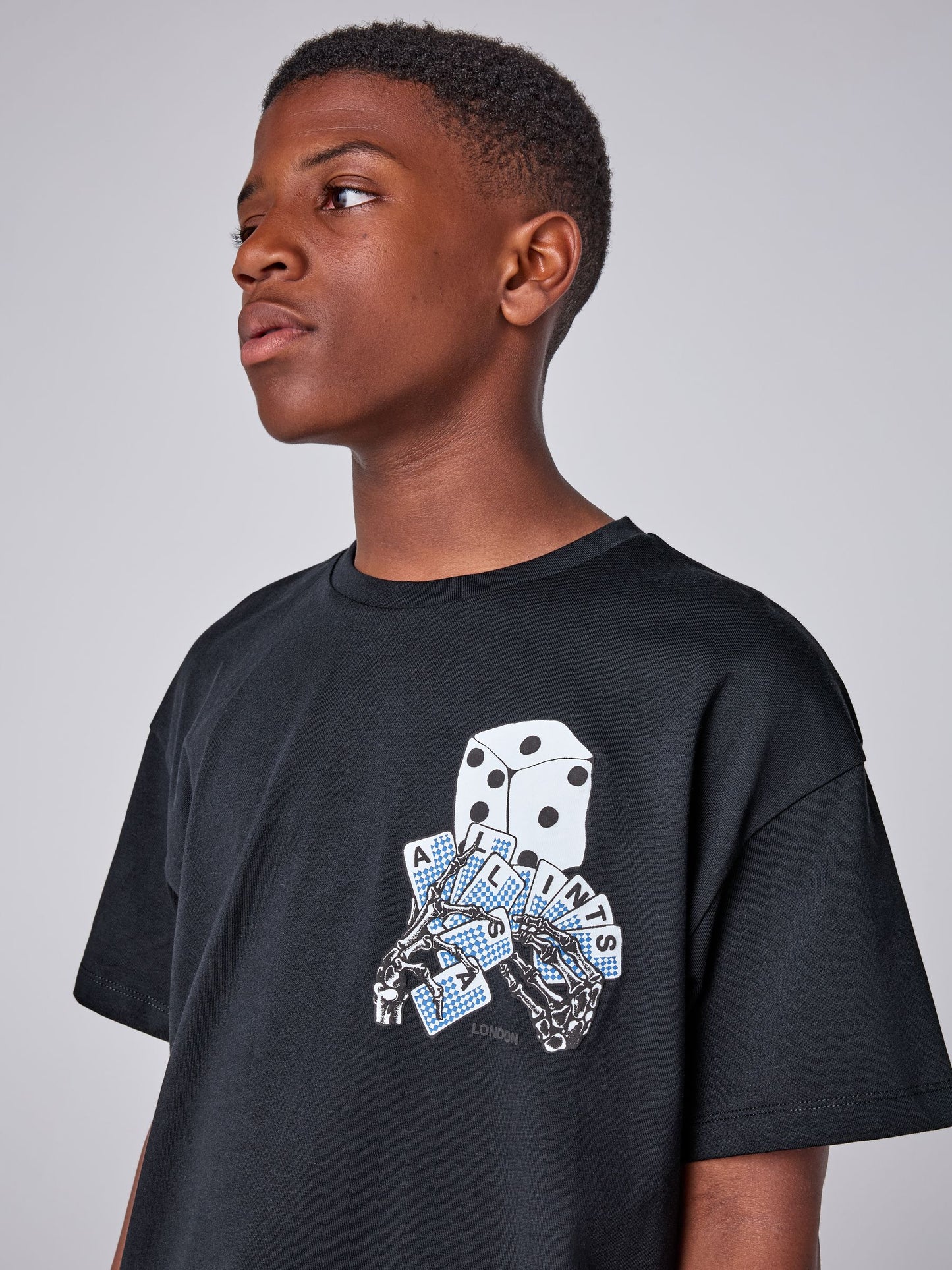 Dsiney Kidz - smALLSAINTS Black/Dealt Oversized Graphic Crew Neck T-Shirt image 5