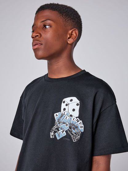 Dsiney Kidz - smALLSAINTS Black/Dealt Oversized Graphic Crew Neck T-Shirt image 5