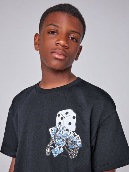 Dsiney Kidz - smALLSAINTS Black/Dealt Oversized Graphic Crew Neck T-Shirt image 6