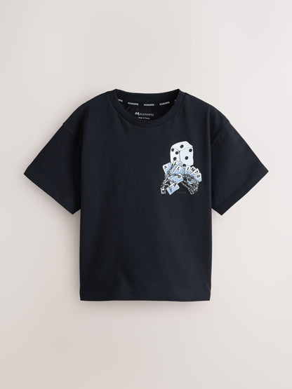 Dsiney Kidz - smALLSAINTS Black/Dealt Oversized Graphic Crew Neck T-Shirt image 7