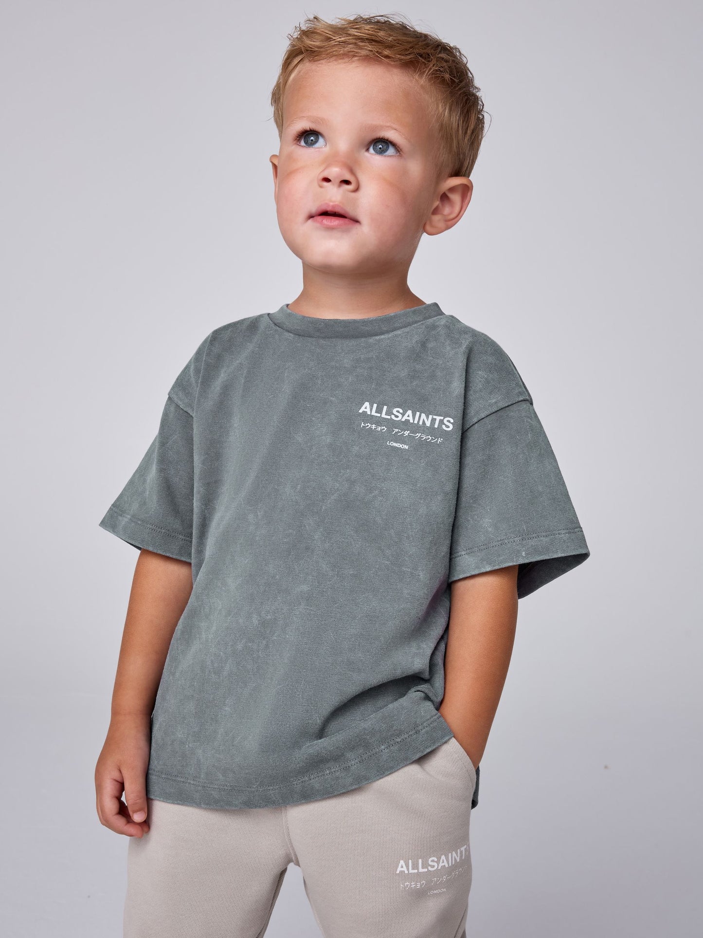 Dsiney Kidz - smALLSAINTS Charcoal Grey Younger Oversized Underground Crew Neck T-Shirt image 1