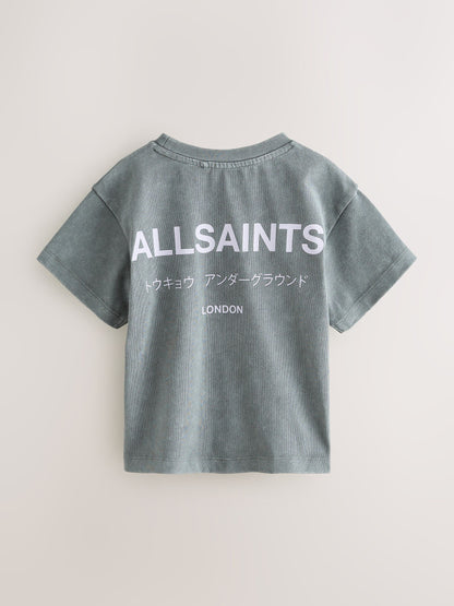 Dsiney Kidz - smALLSAINTS Charcoal Grey Younger Oversized Underground Crew Neck T-Shirt image 6