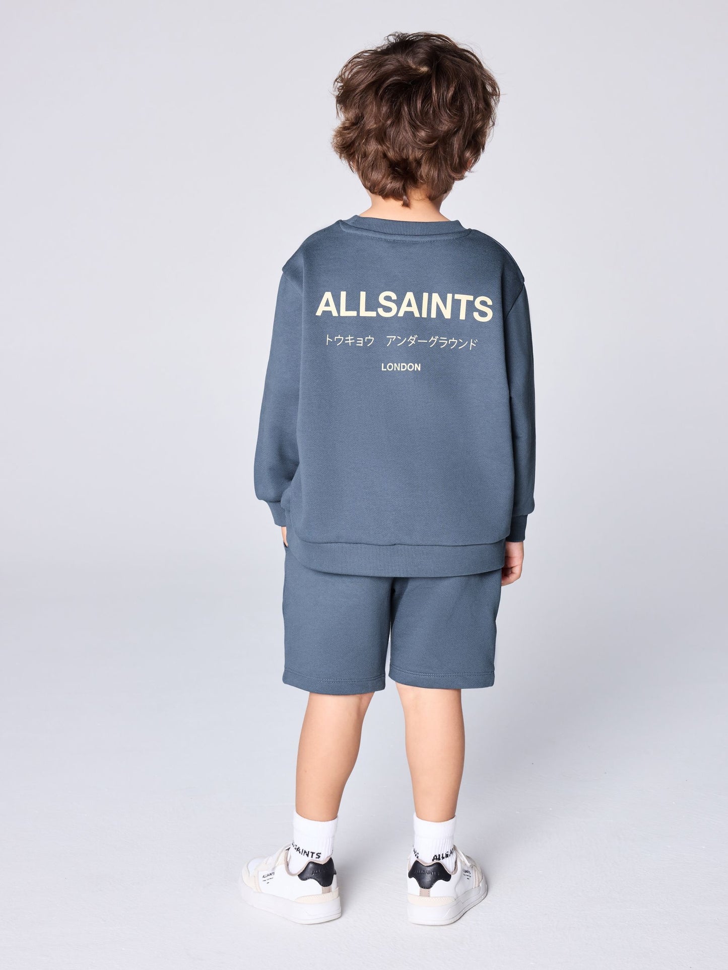 smALLSAINTS Mid Blue Underground Oversized Younger Sweatshirt and Shorts Set image 3