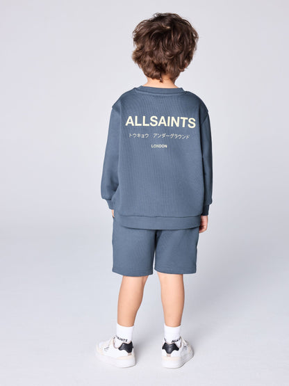 smALLSAINTS Mid Blue Underground Oversized Younger Sweatshirt and Shorts Set image 3