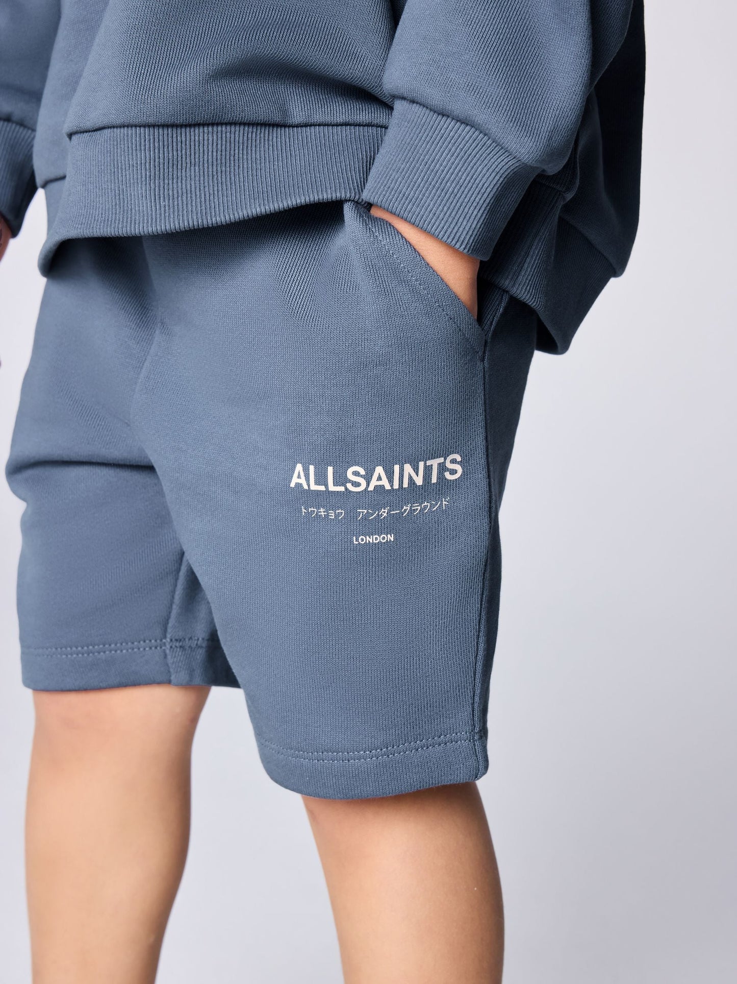 smALLSAINTS Mid Blue Underground Oversized Younger Sweatshirt and Shorts Set image 5