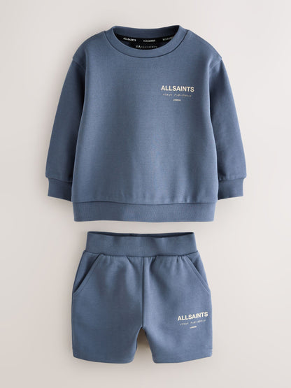 smALLSAINTS Mid Blue Underground Oversized Younger Sweatshirt and Shorts Set image 6