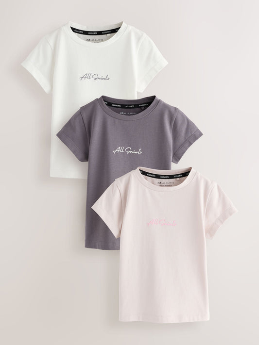 Dsiney Kidz - smALLSAINTS Multi Script Logo T-Shirts 3 Pack image 1