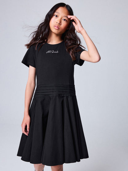 Dsiney Kidz - smALLSAINTS Black Script T-Shirt Dress image 2