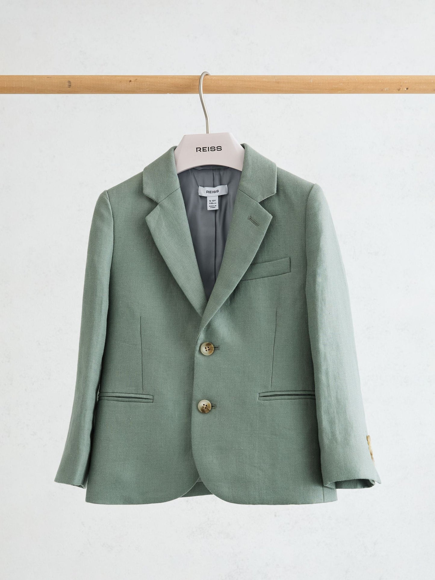 Reiss Sage Green Atlantic J 9-13 yrs Linen Single-Breasted Tailored Blazer image 1