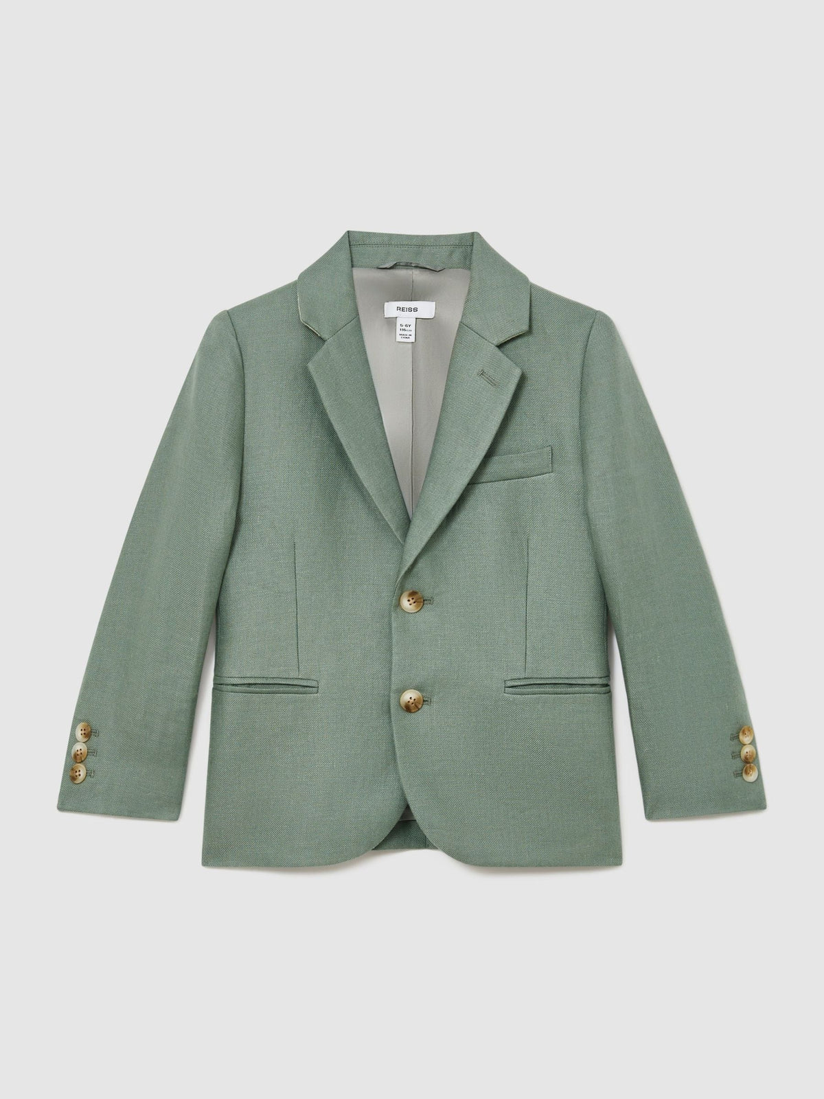 Reiss Sage Green Atlantic J 9-13 yrs Linen Single-Breasted Tailored Blazer image 2