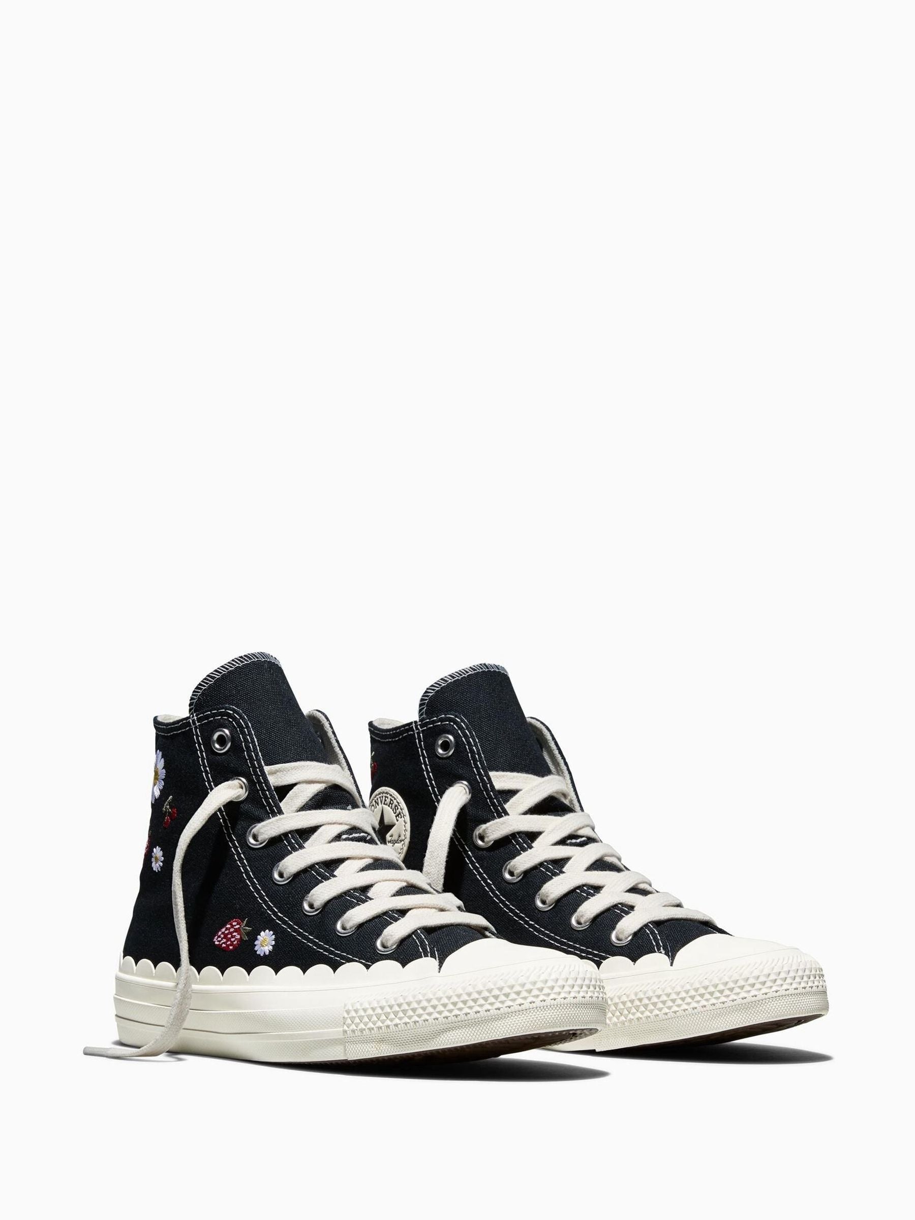 Converse Black Chuck Taylor Flower Print Hightop Trainers image 3