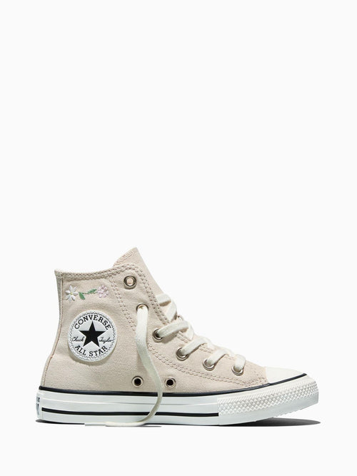 Converse Cream Chuck Taylor Flower Print Hightop Trainers image 1