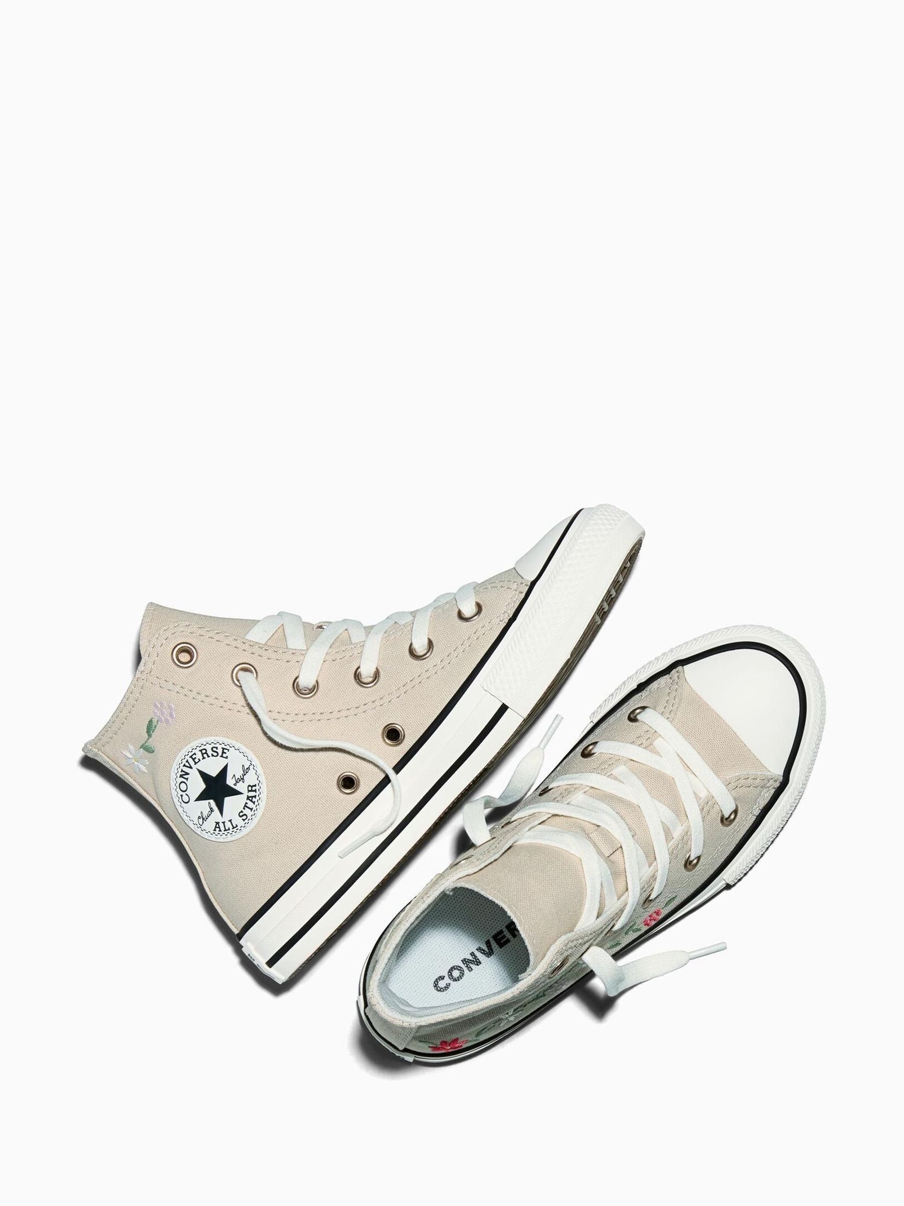 Converse Cream Chuck Taylor Flower Print Hightop Trainers image 5