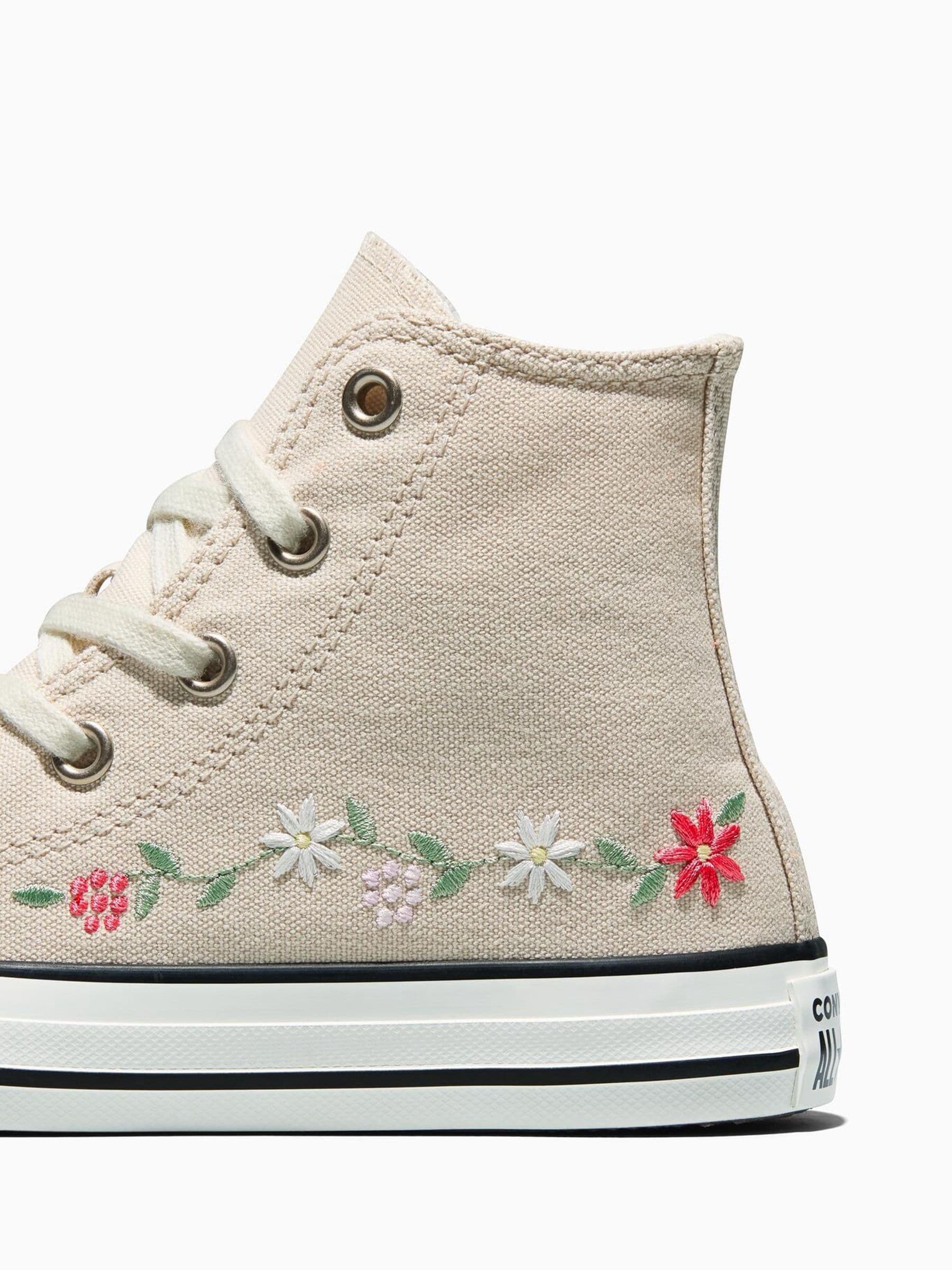 Converse Cream Chuck Taylor Flower Print Hightop Trainers image 7