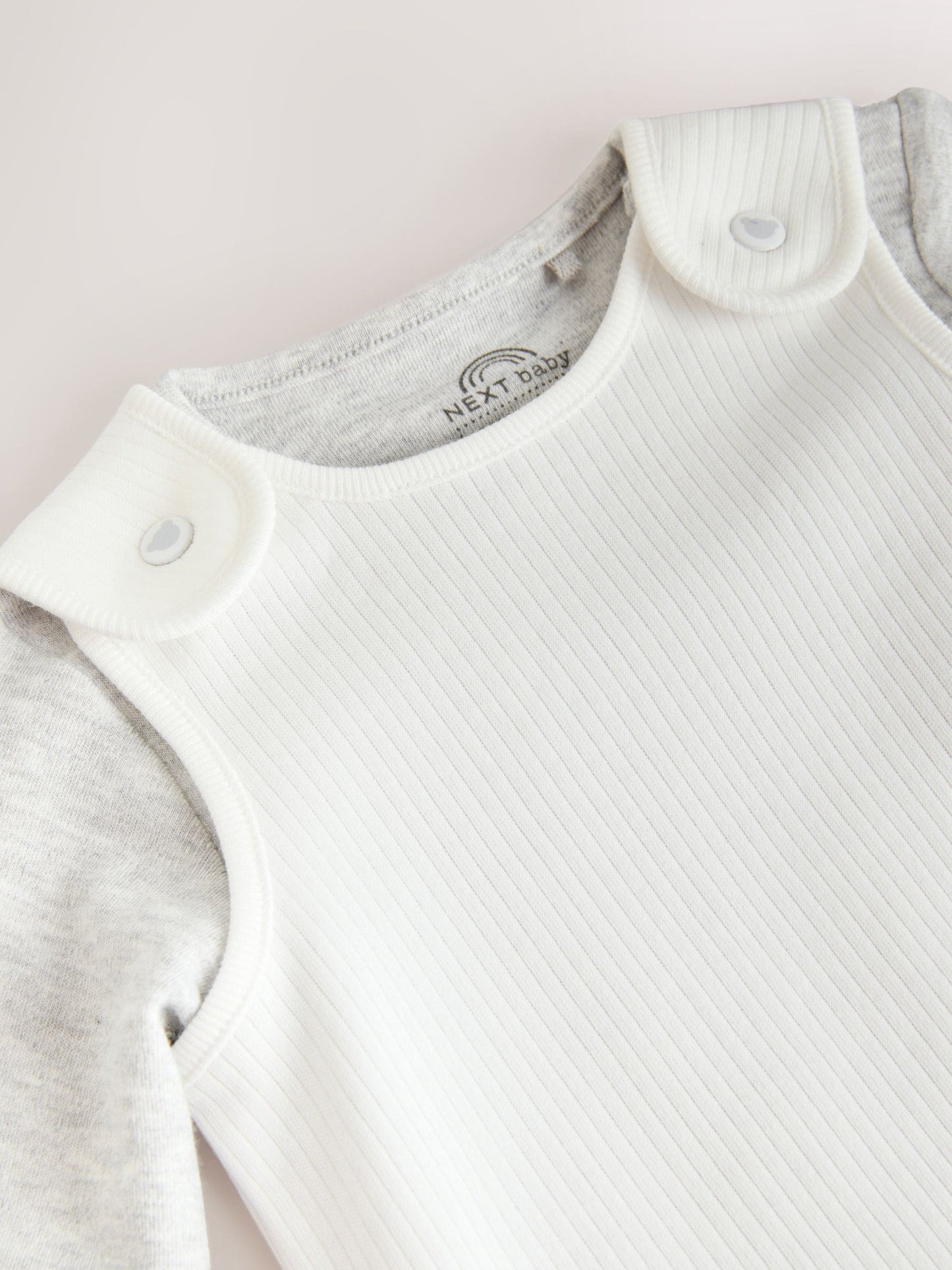 White Jersey Rib Dungaree and Bodysuit Baby Set (0mths-2yrs) image 5