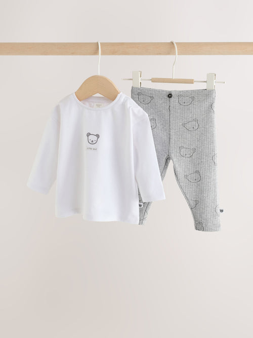 Dsiney Kidz - White/Grey Delicate Bear Top and Legging Baby Set (0mths-2yrs) image 1