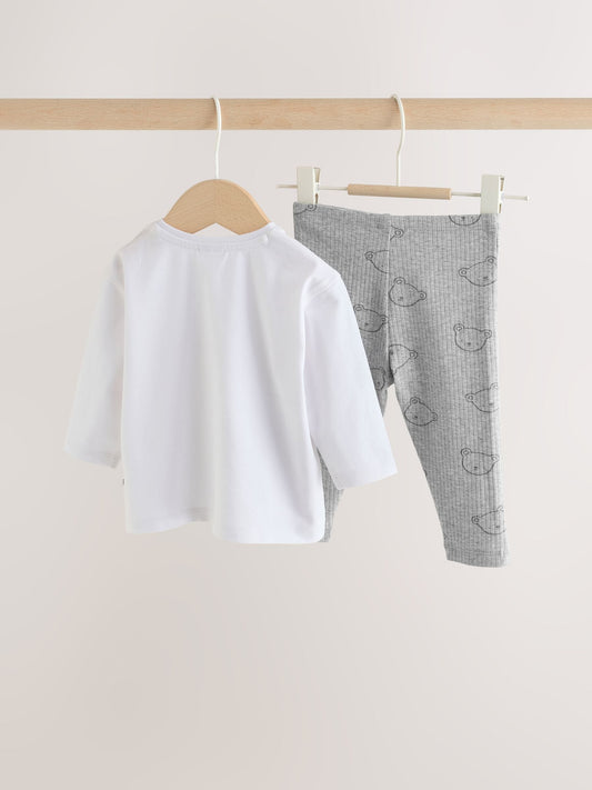 Dsiney Kidz - White/Grey Delicate Bear Top and Legging Baby Set (0mths-2yrs) image 2