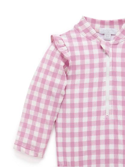 Purebaby Pink Frilly Long Sleeve Swimsuit image 3