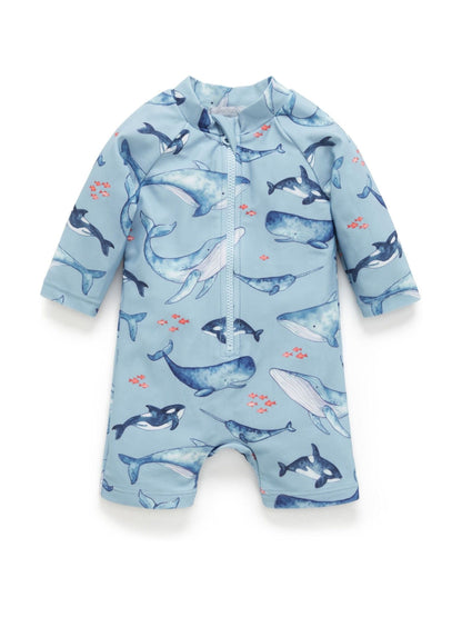 Purebaby Blue Long Sleeve Swim Sunsuit image 4