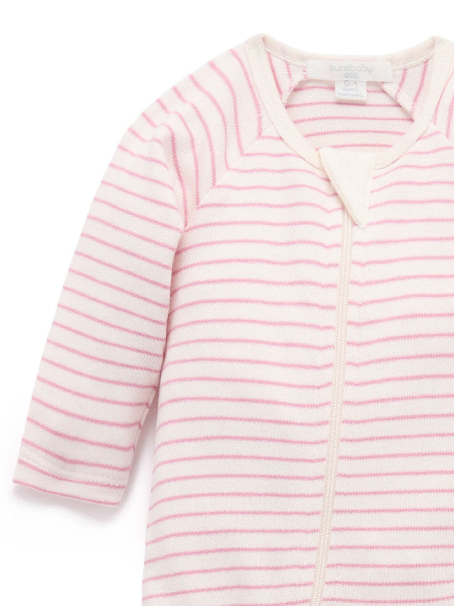 Purebaby Pink Zip Sleepsuits 2 Pack image 2
