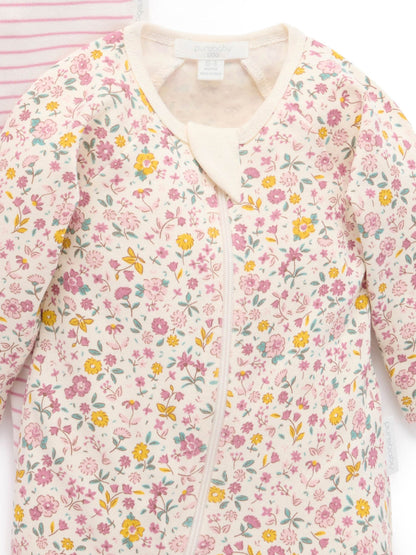 Purebaby Pink Zip Sleepsuits 2 Pack image 4