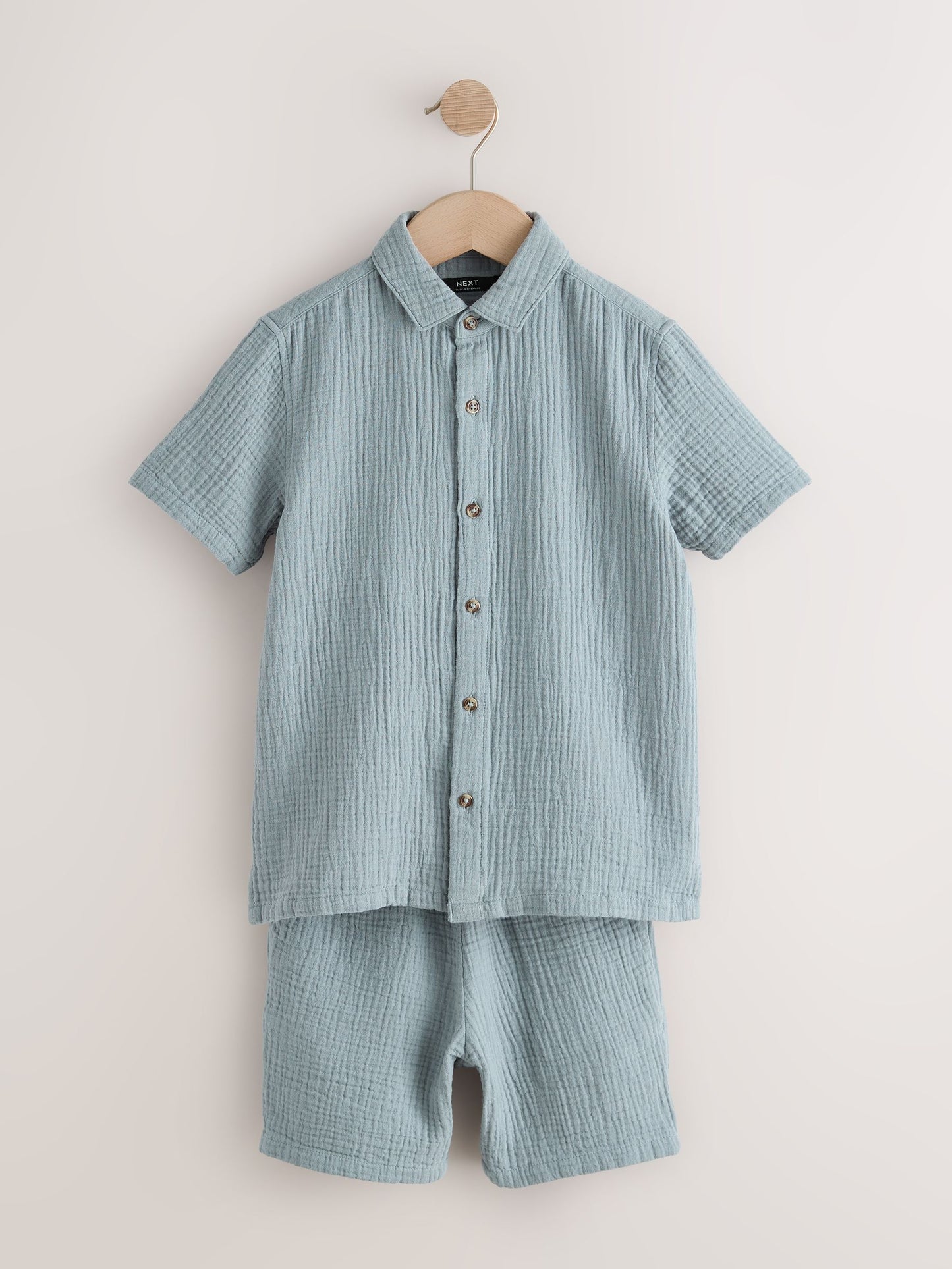 Dsiney Kidz - Dark Blue Short Sleeve Double Cloth Textured Shirt and Shorts Set (3-16yrs) image 1