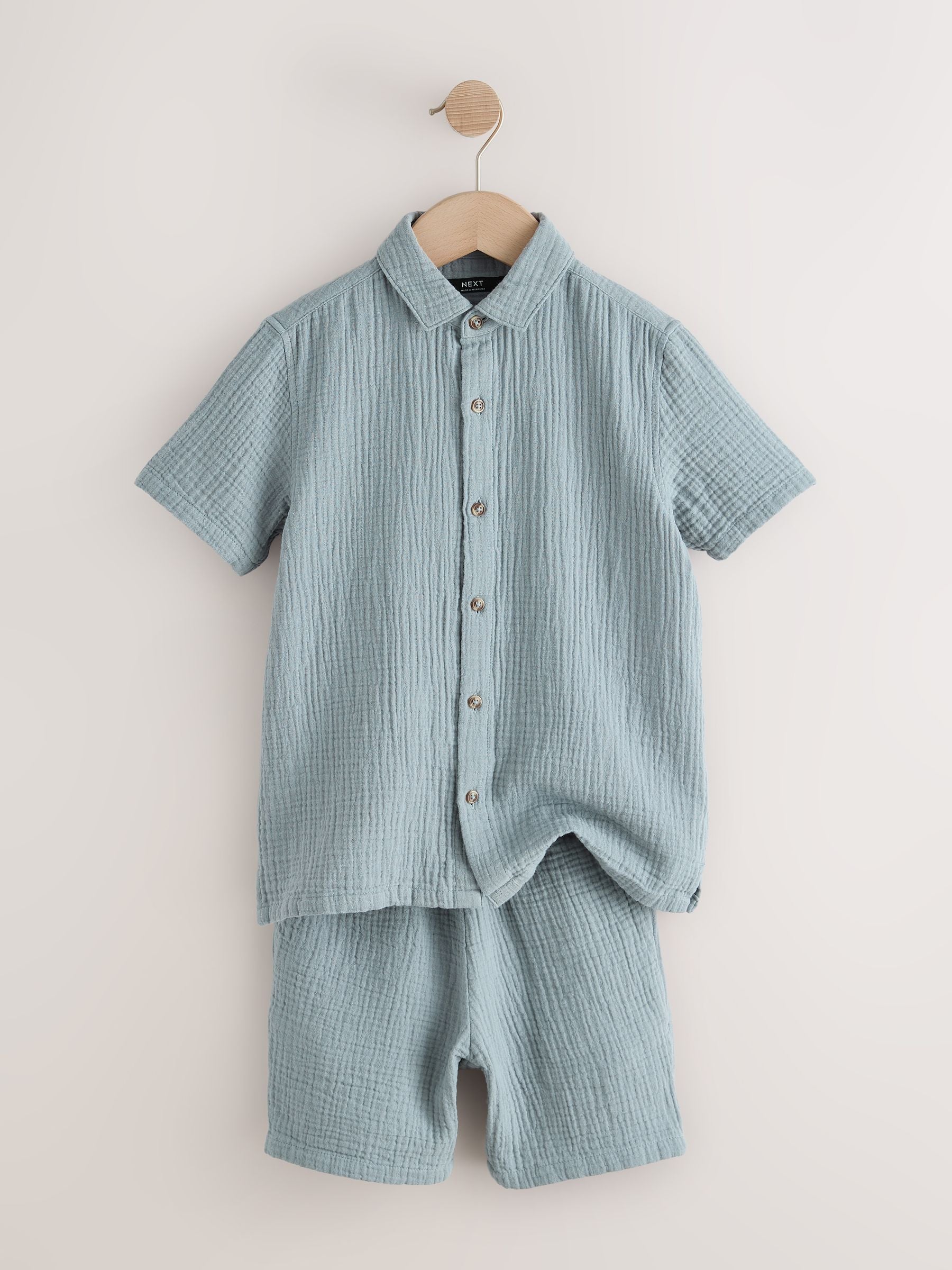 Dsiney Kidz - Dark Blue Short Sleeve Double Cloth Textured Shirt and Shorts Set (3-16yrs) image 2