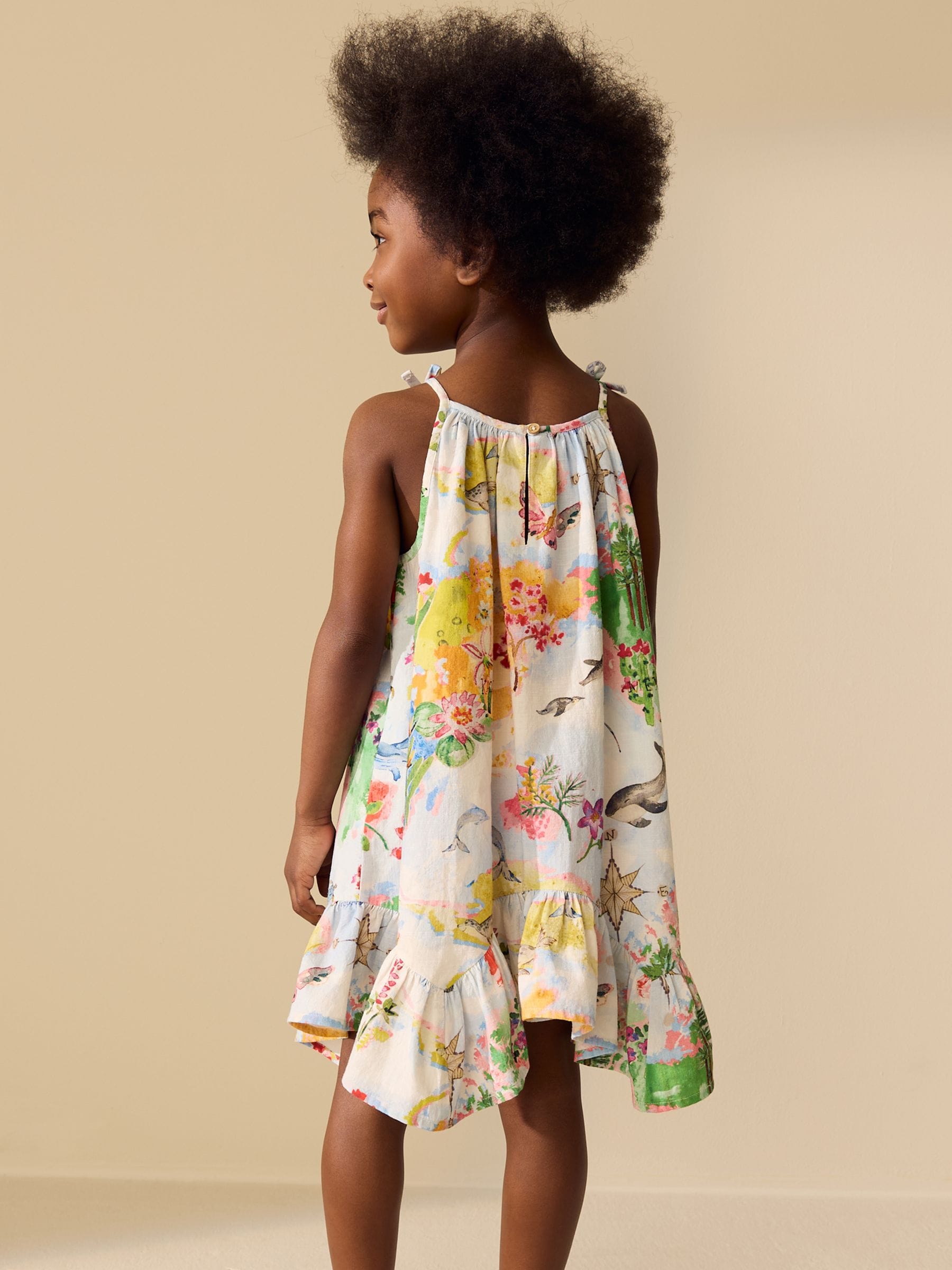 Map Print Strappy Summer Dress (3-16yrs) image 3