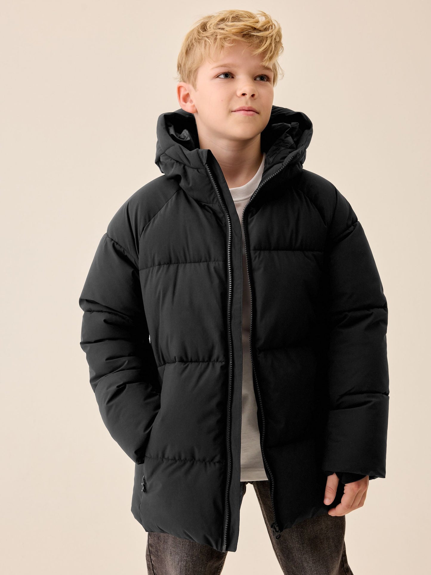 Dsiney Kidz - Black Microfleece Lined Padded Coat (3-17yrs) image 1