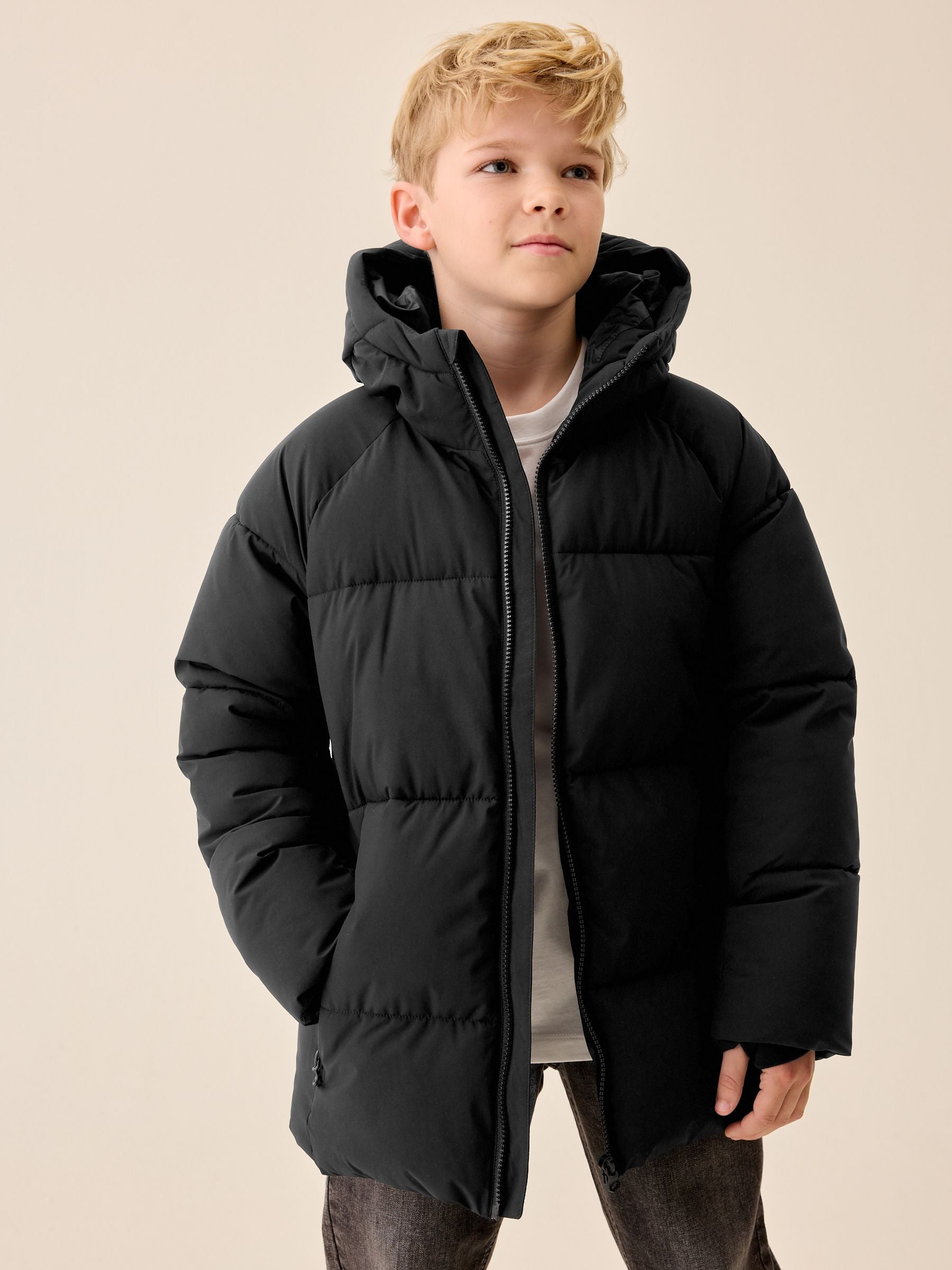Dsiney Kidz - Black Microfleece Lined Padded Coat (3-17yrs) image 1