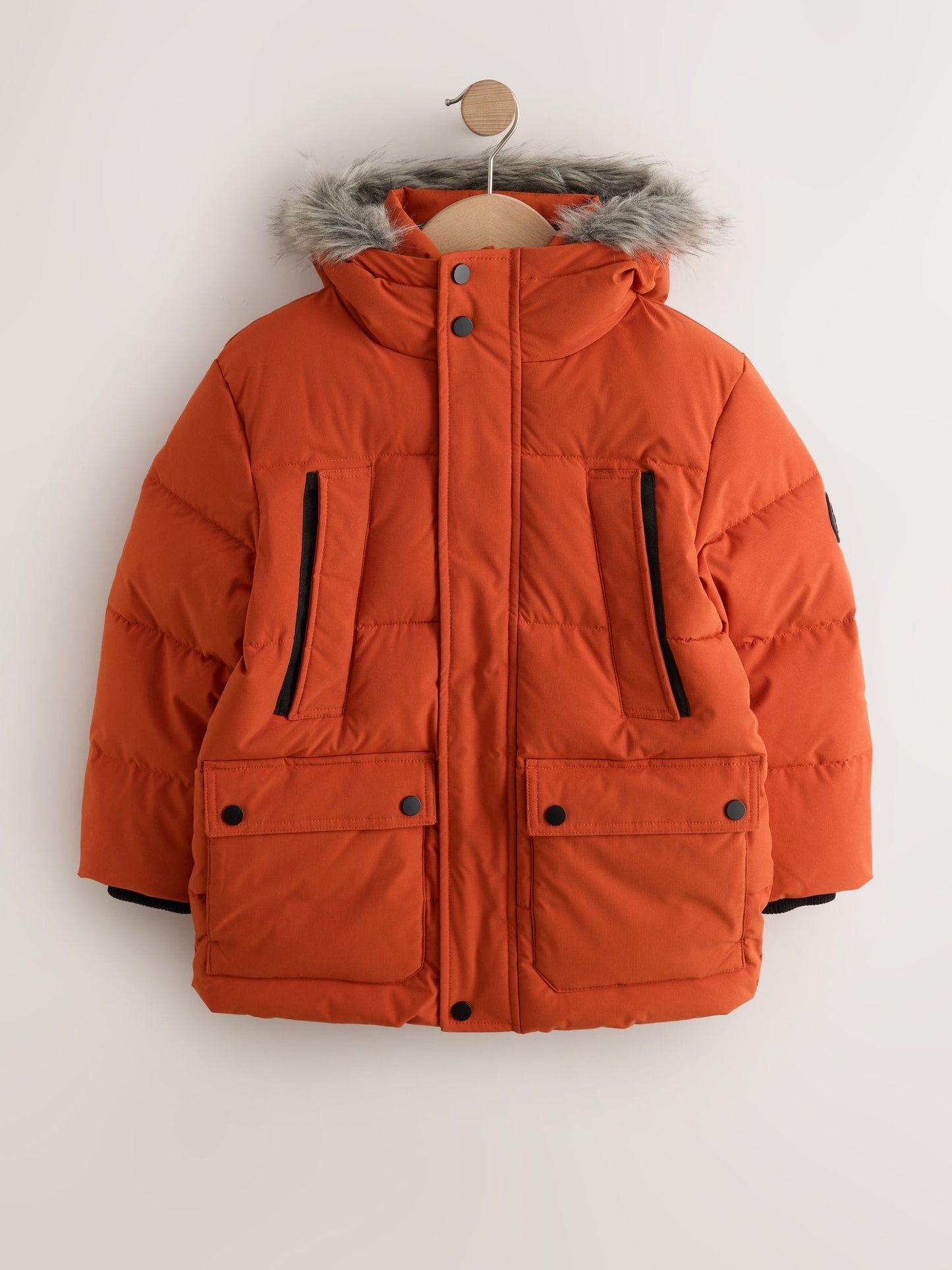 Dsiney Kidz - Orange Heavyweight Shower Resistant Faux Fur Trim Parka Coat (3-16yrs) image 12