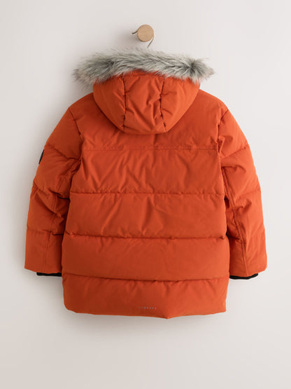 Dsiney Kidz - Orange Heavyweight Shower Resistant Faux Fur Trim Parka Coat (3-16yrs) image 14