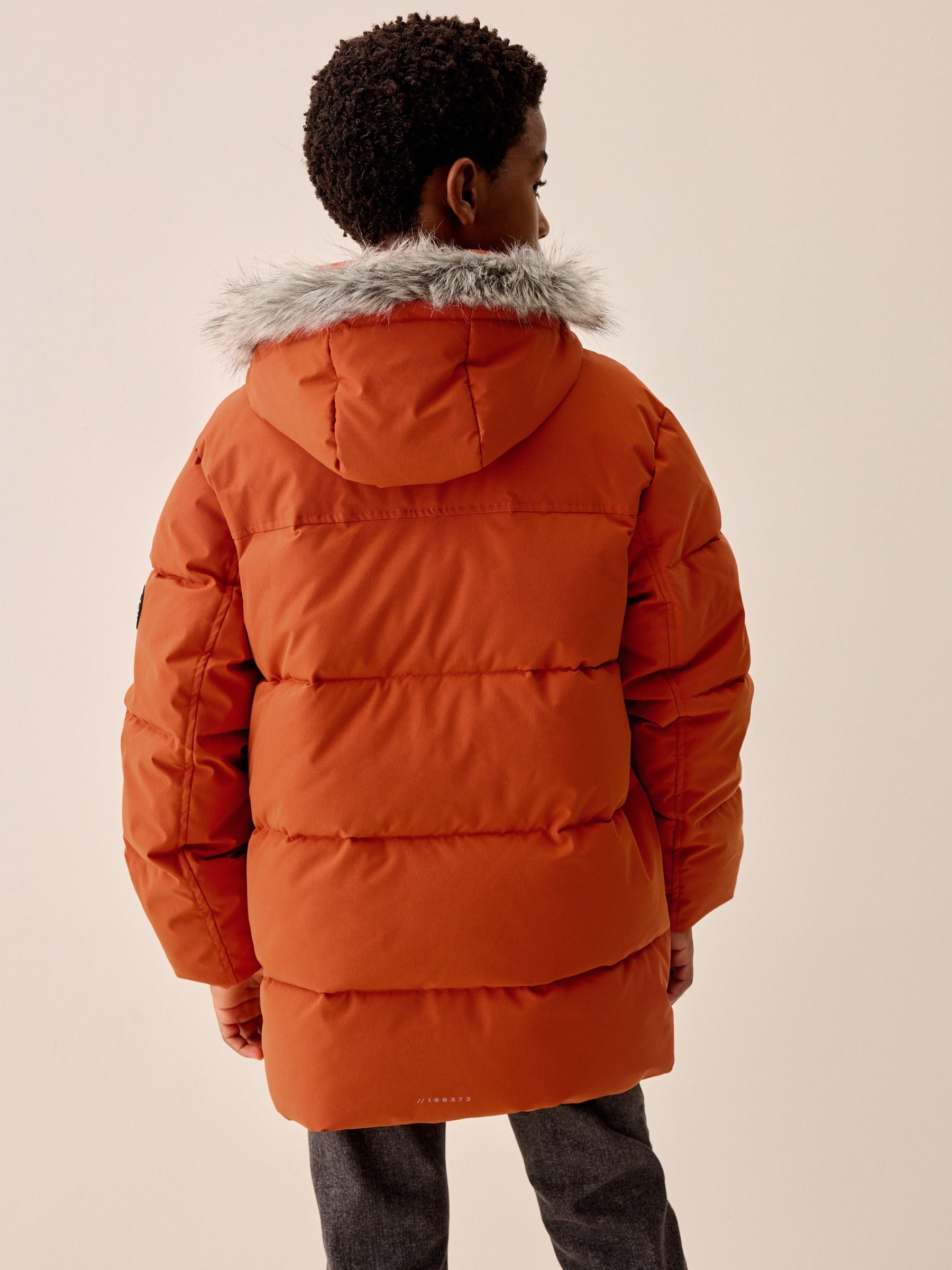 Dsiney Kidz - Orange Heavyweight Shower Resistant Faux Fur Trim Parka Coat (3-16yrs) image 5