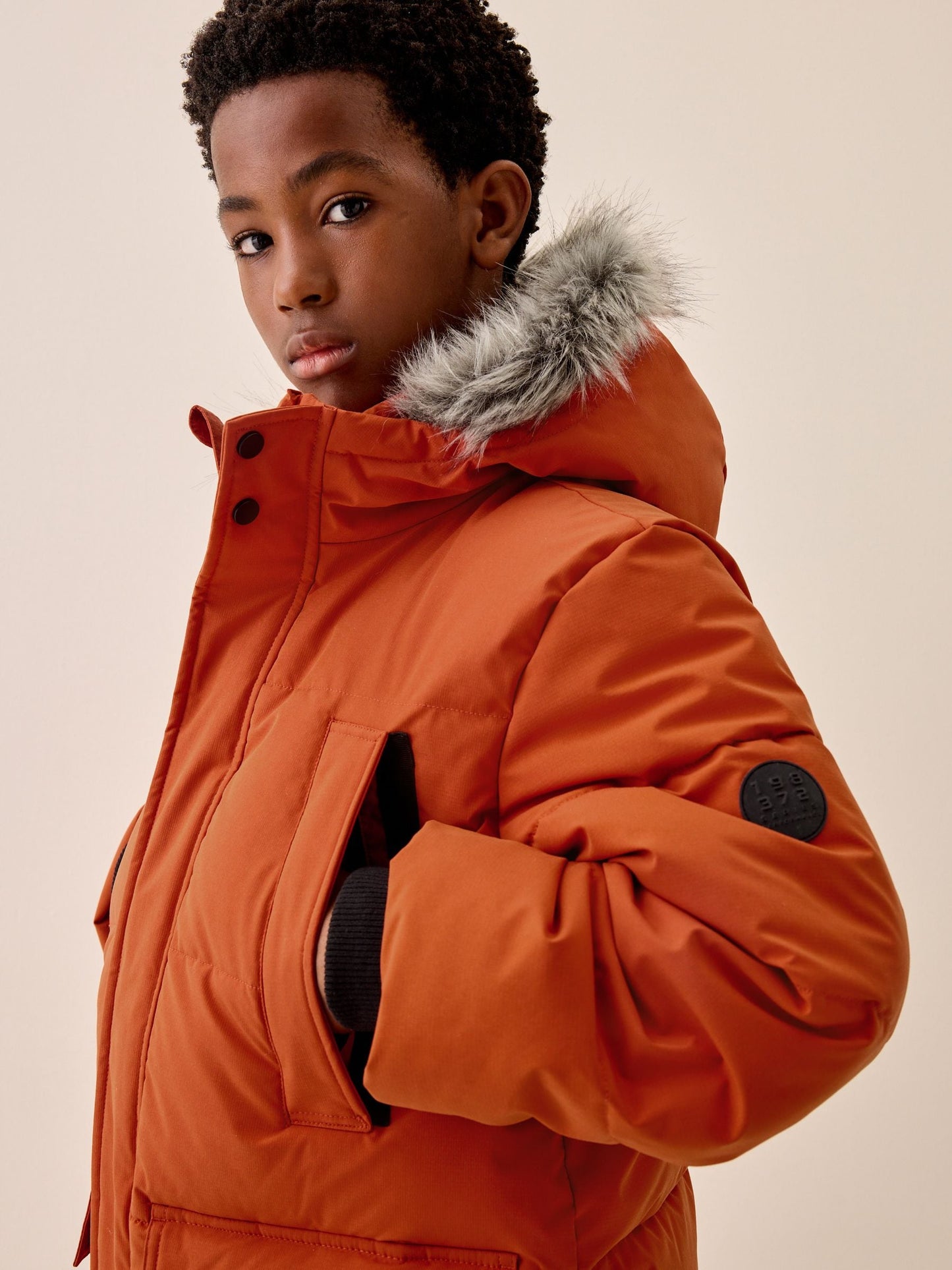 Dsiney Kidz - Orange Heavyweight Shower Resistant Faux Fur Trim Parka Coat (3-16yrs) image 6