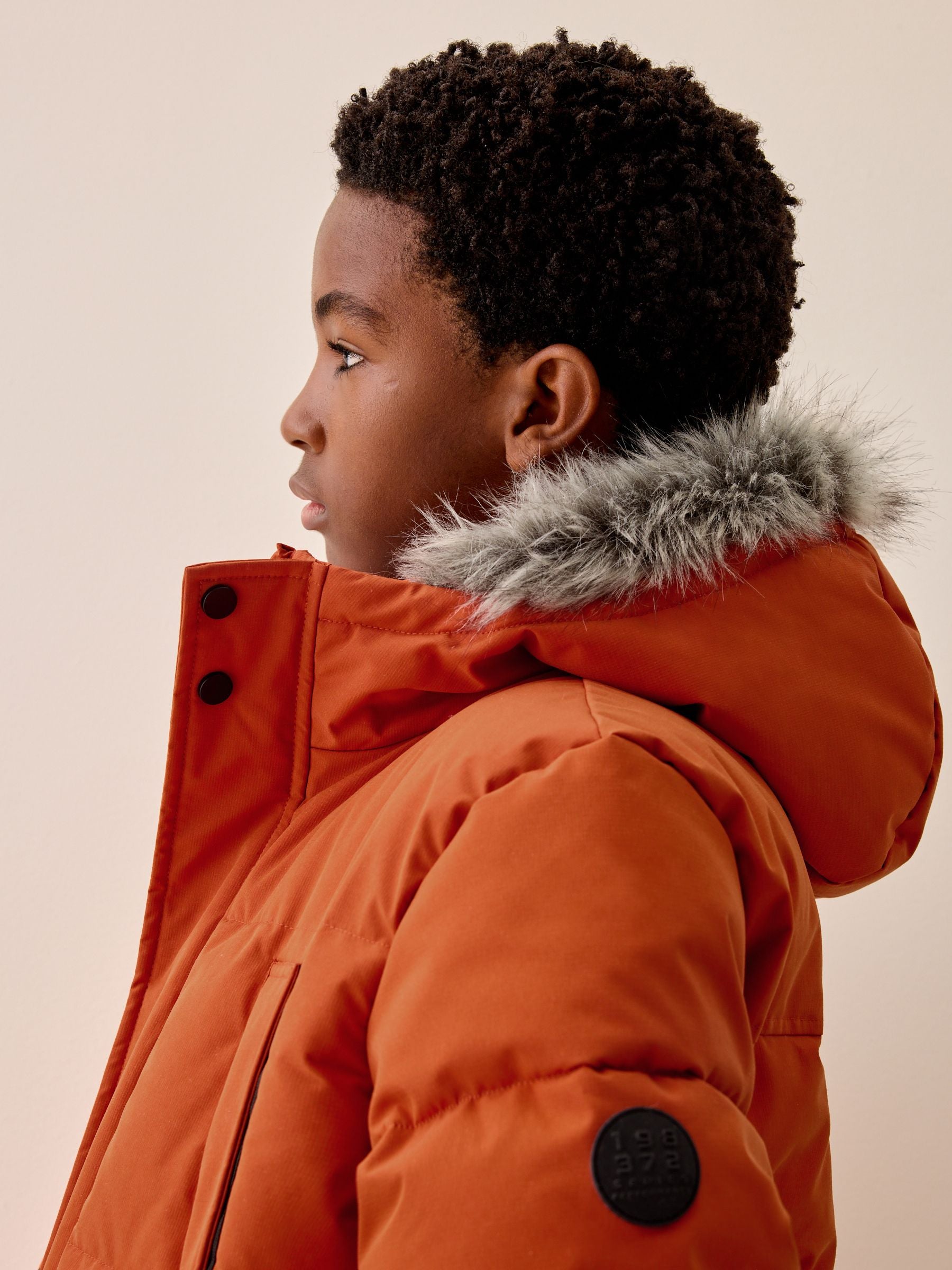 Dsiney Kidz - Orange Heavyweight Shower Resistant Faux Fur Trim Parka Coat (3-16yrs) image 7
