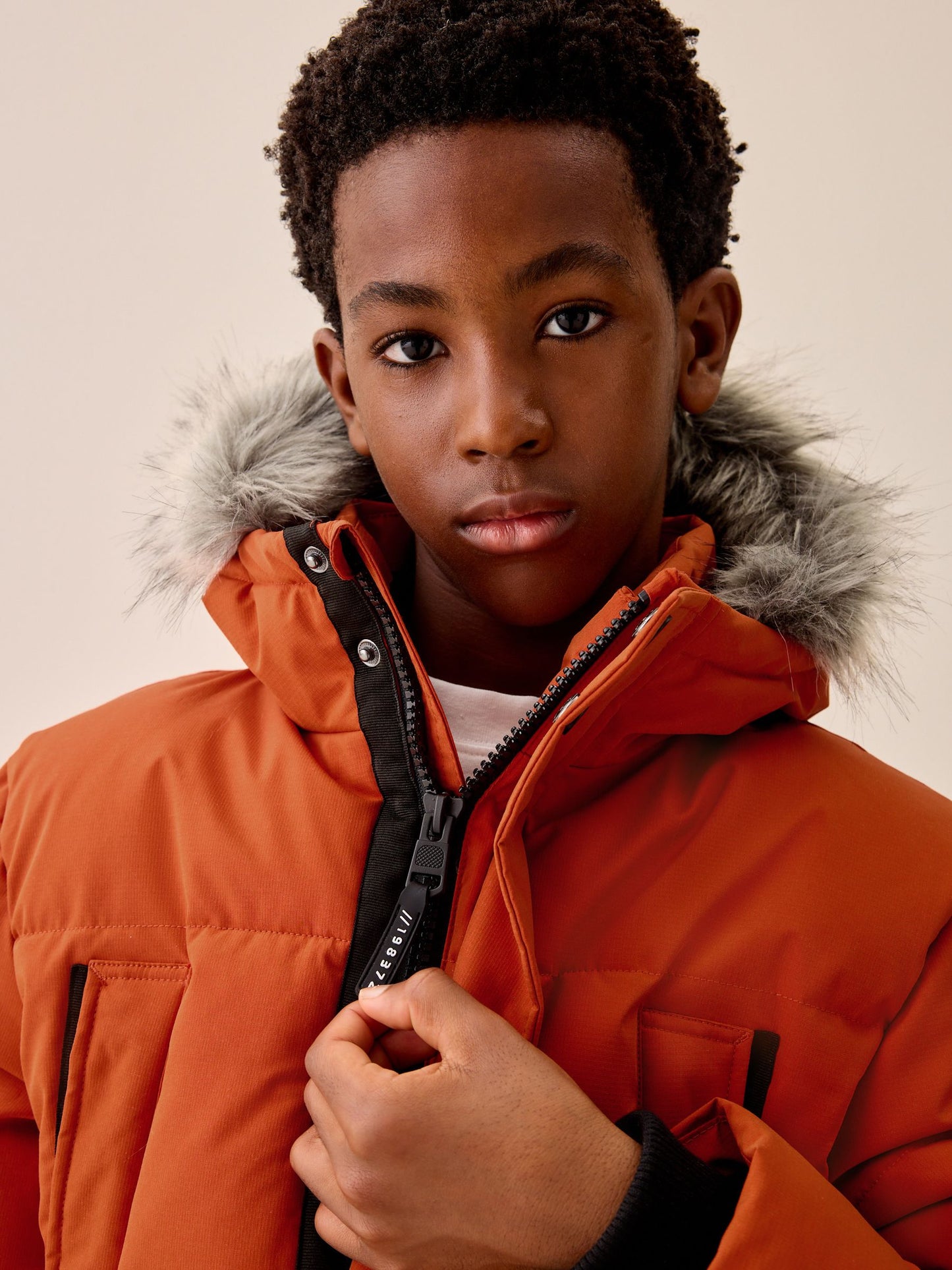 Dsiney Kidz - Orange Heavyweight Shower Resistant Faux Fur Trim Parka Coat (3-16yrs) image 8