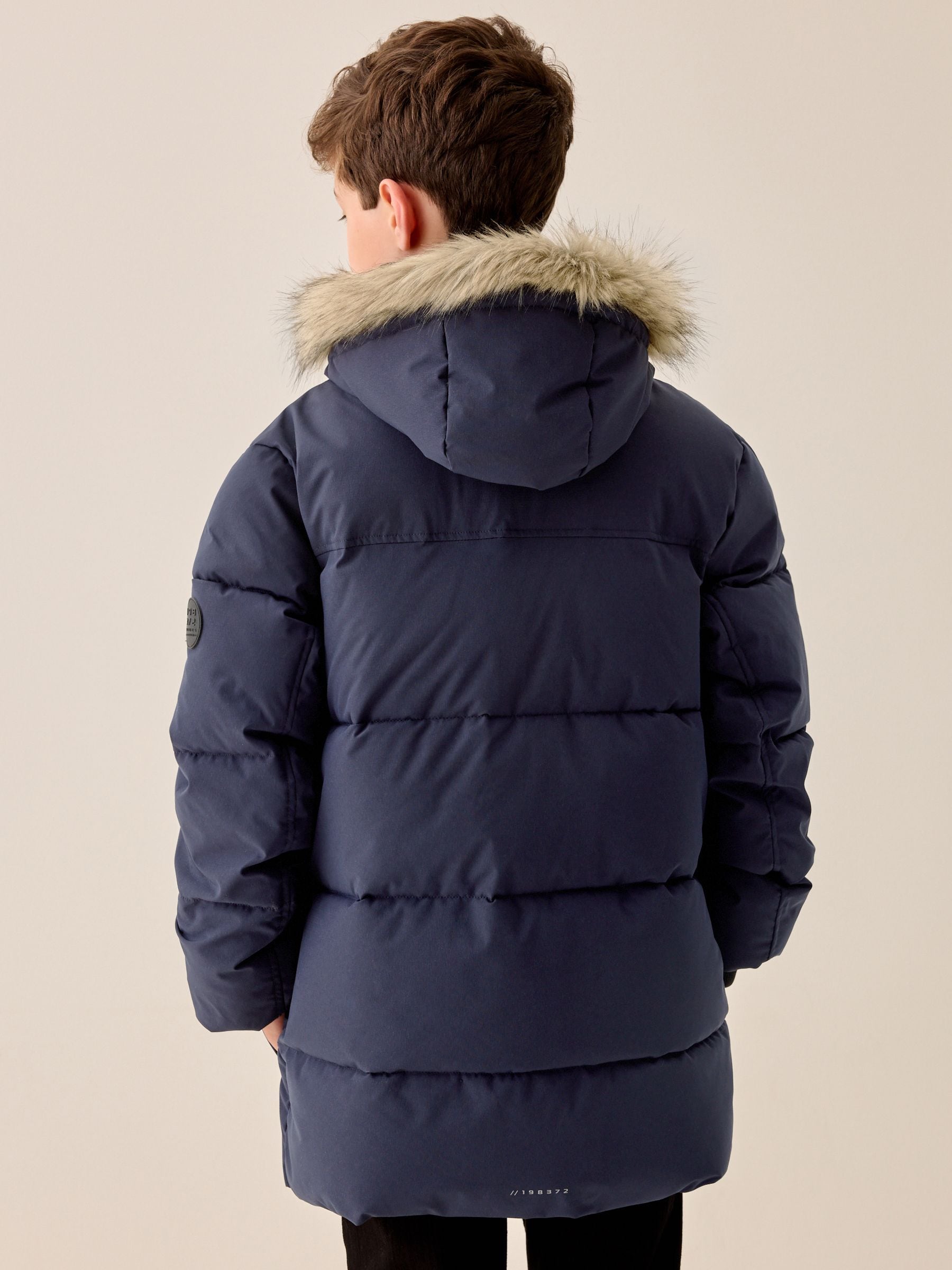 Dsiney Kidz - Navy Heavyweight Shower Resistant Faux Fur Trim Parka Coat (3-16yrs) image 3