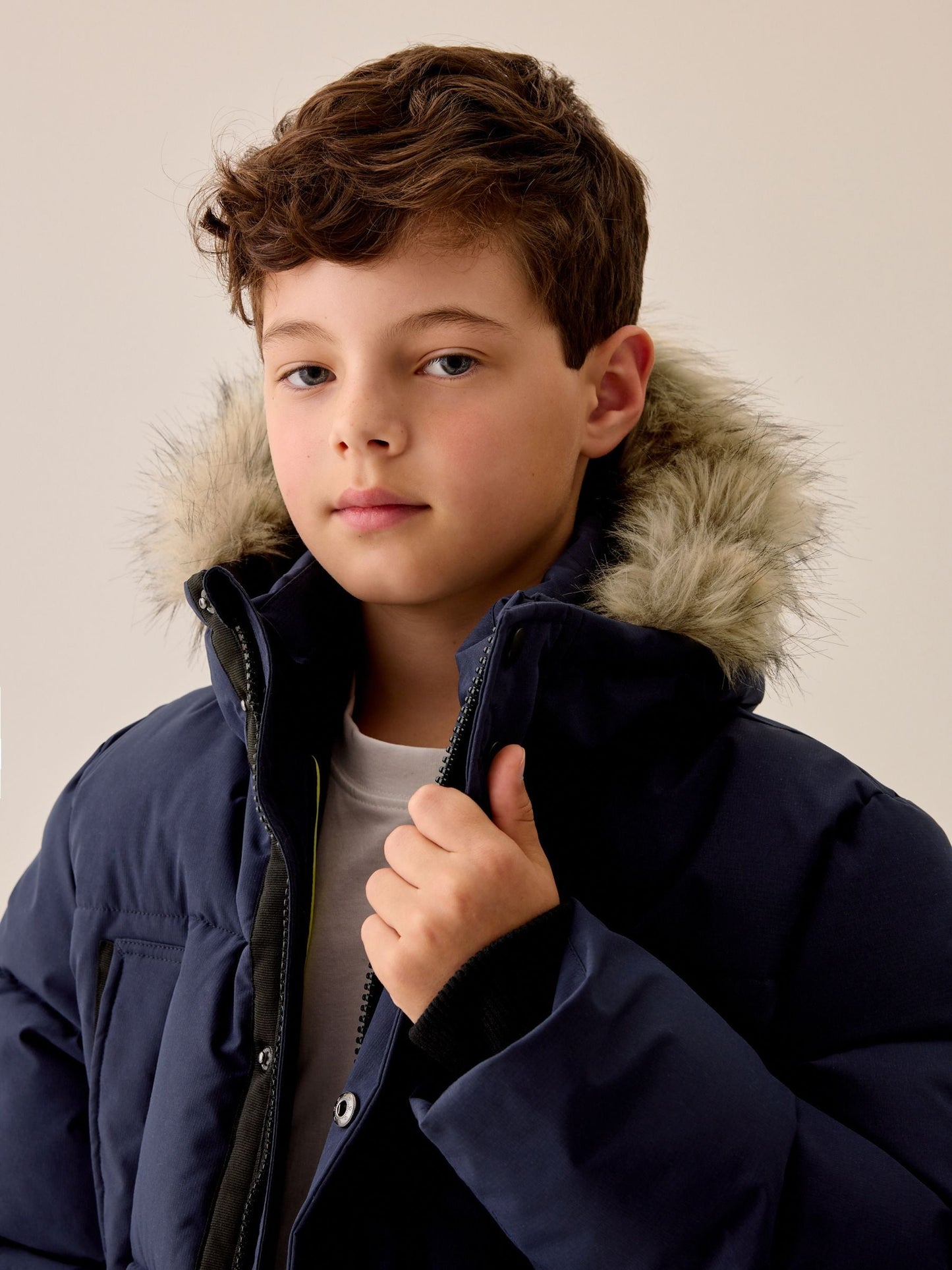 Dsiney Kidz - Navy Heavyweight Shower Resistant Faux Fur Trim Parka Coat (3-16yrs) image 5
