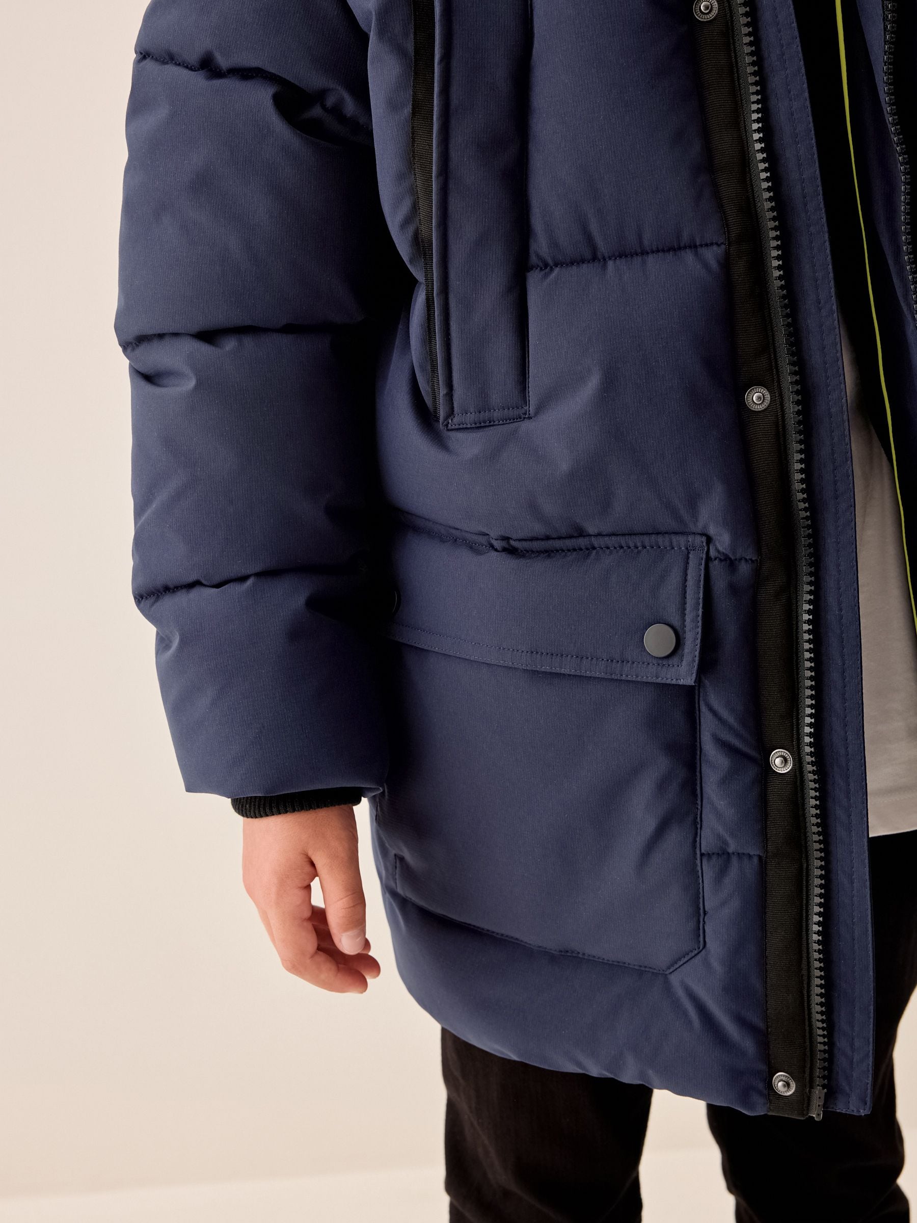 Dsiney Kidz - Navy Heavyweight Shower Resistant Faux Fur Trim Parka Coat (3-16yrs) image 6