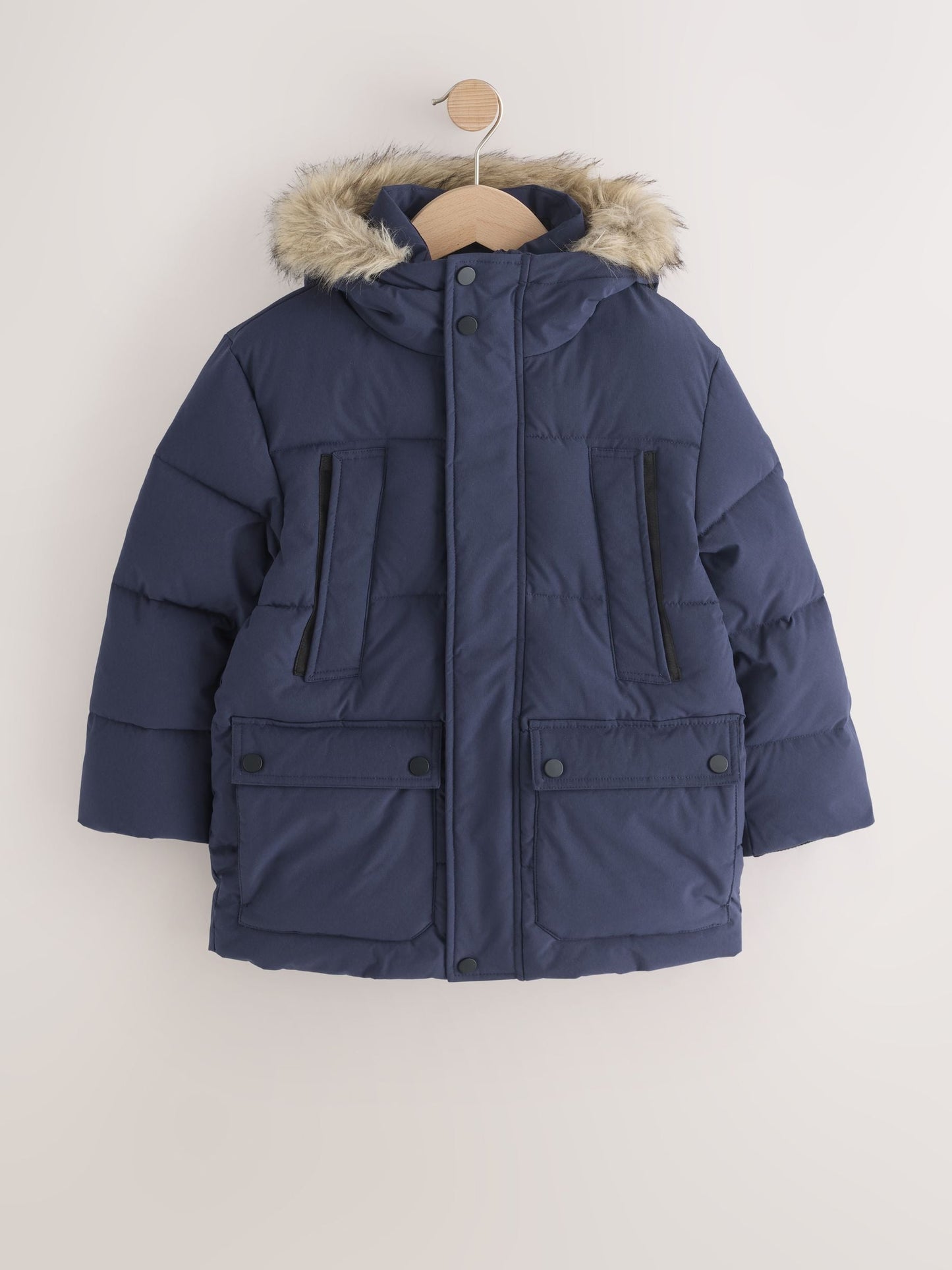 Dsiney Kidz - Navy Heavyweight Shower Resistant Faux Fur Trim Parka Coat (3-16yrs) image 8