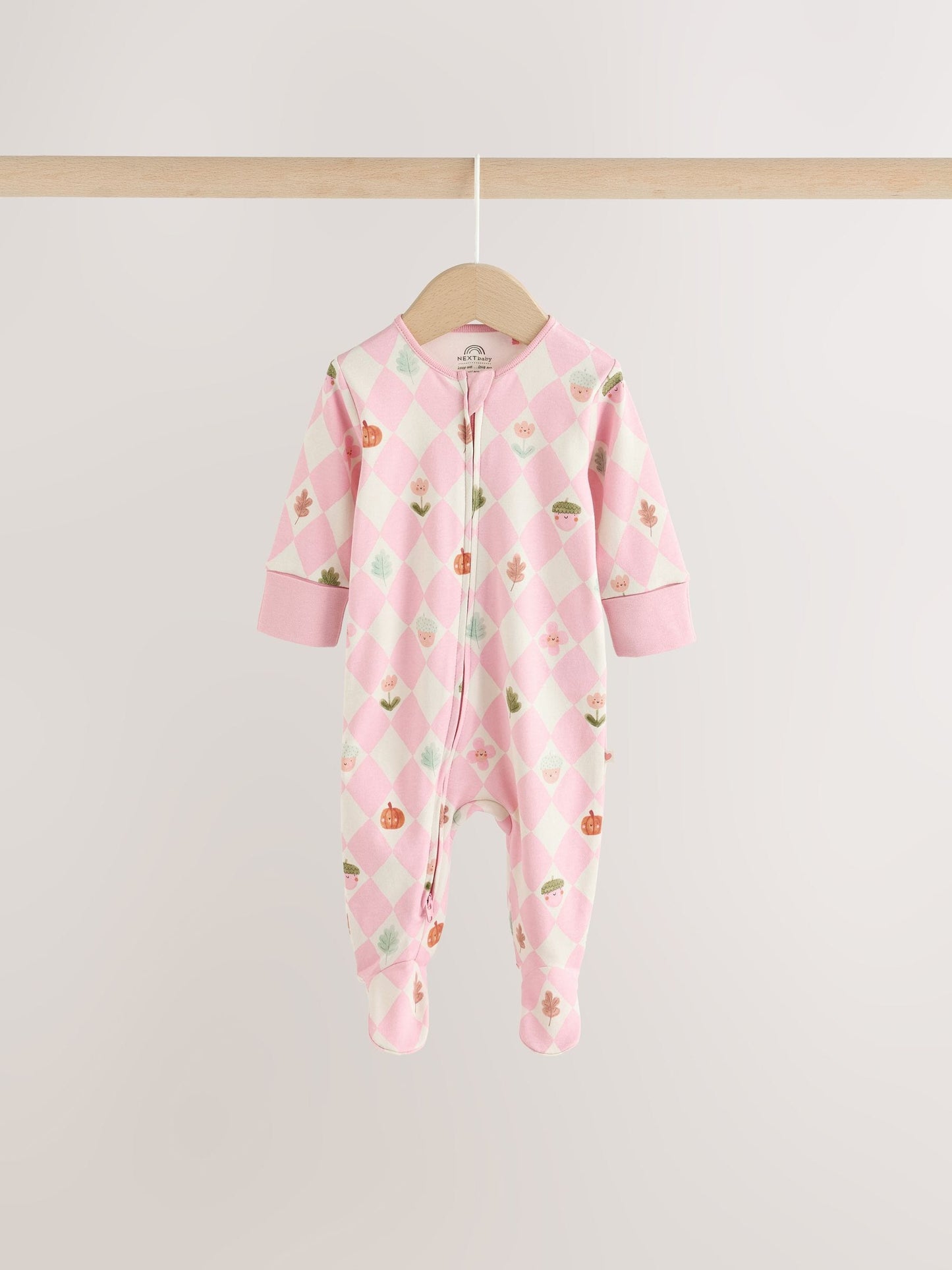Sage Green Pumpkin Two Way Zip Baby Sleepsuits 3 Pack (0-3yrs) image 4