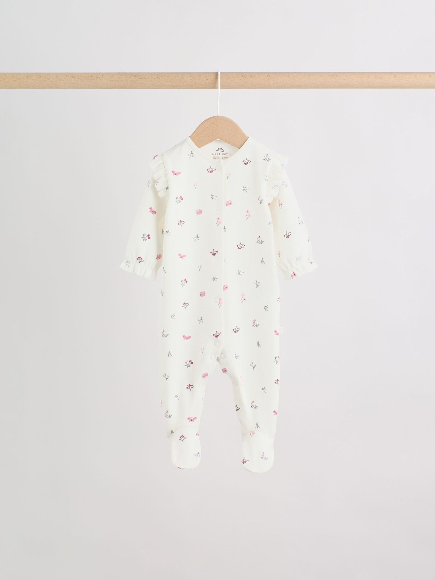 Pink Floral Bunny Baby Sleepsuits 3 Pack (0mths-2yrs) image 5